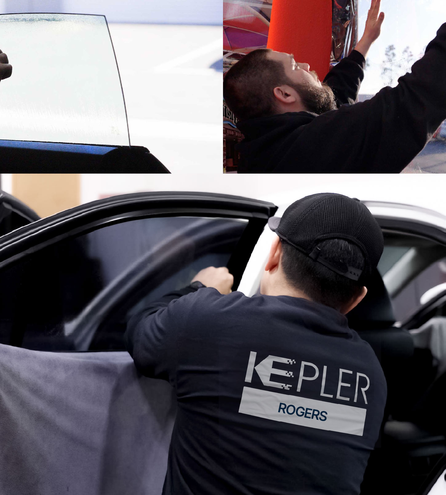 Automotive Window Tinting Expert Applying Film in Rogers, Arkansas