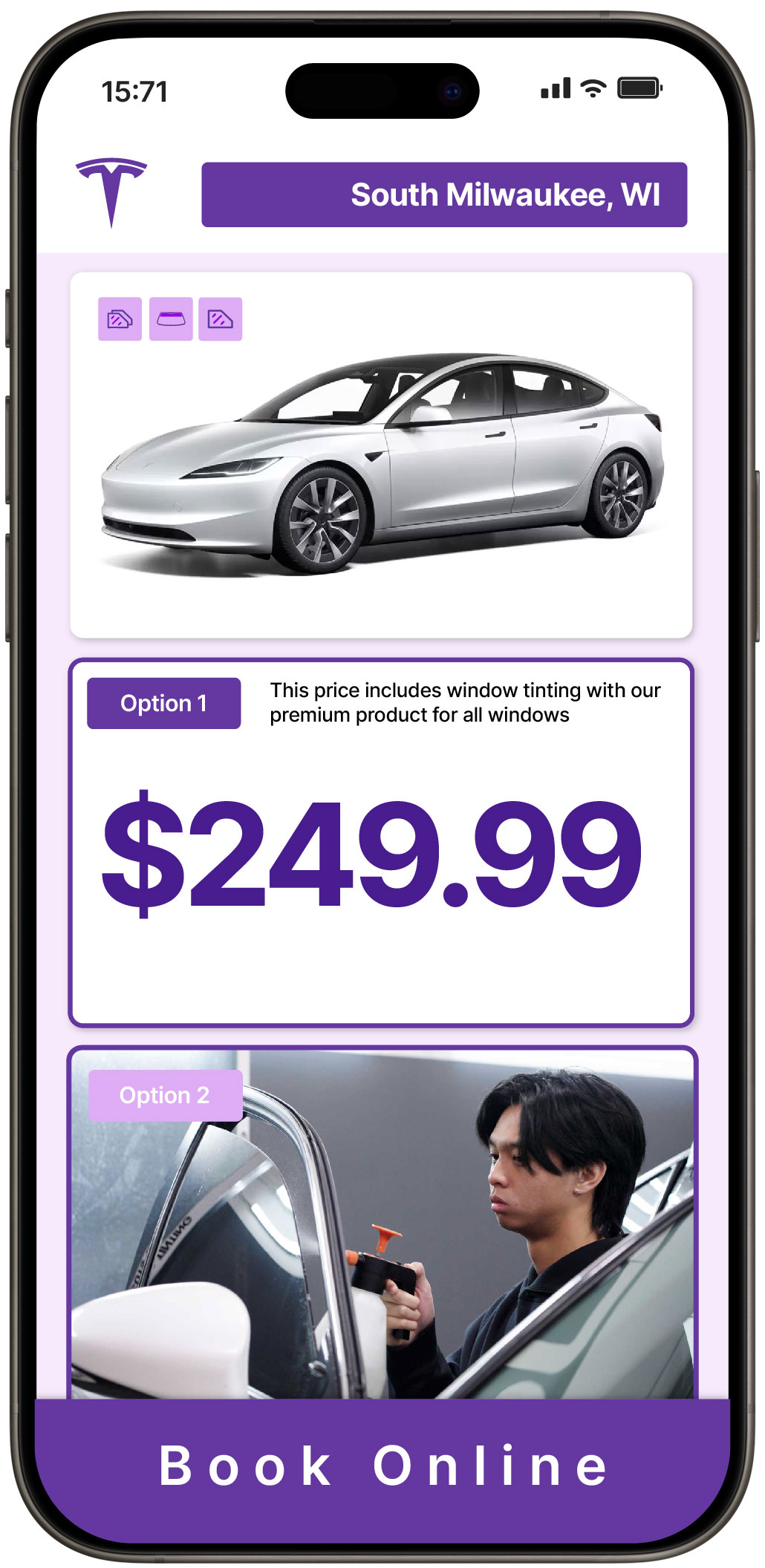 View Competitive Tesla Window Tinting Prices in South Milwaukee, Wisconsin