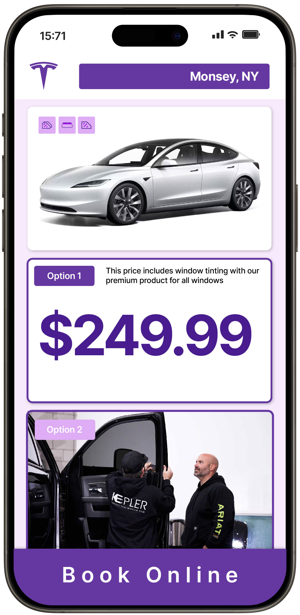 View Reasonable Tesla Window Tinting Costs in Monsey, New York