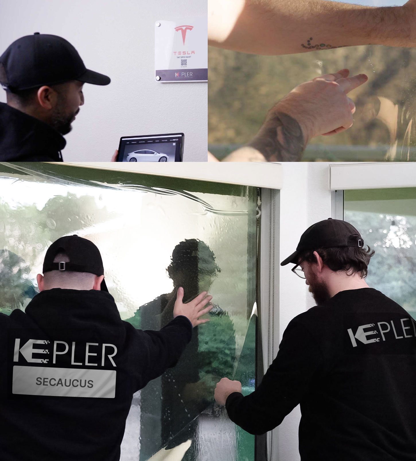 Expert Technician Installing Ceramic Window Tint to Home in Secaucus
