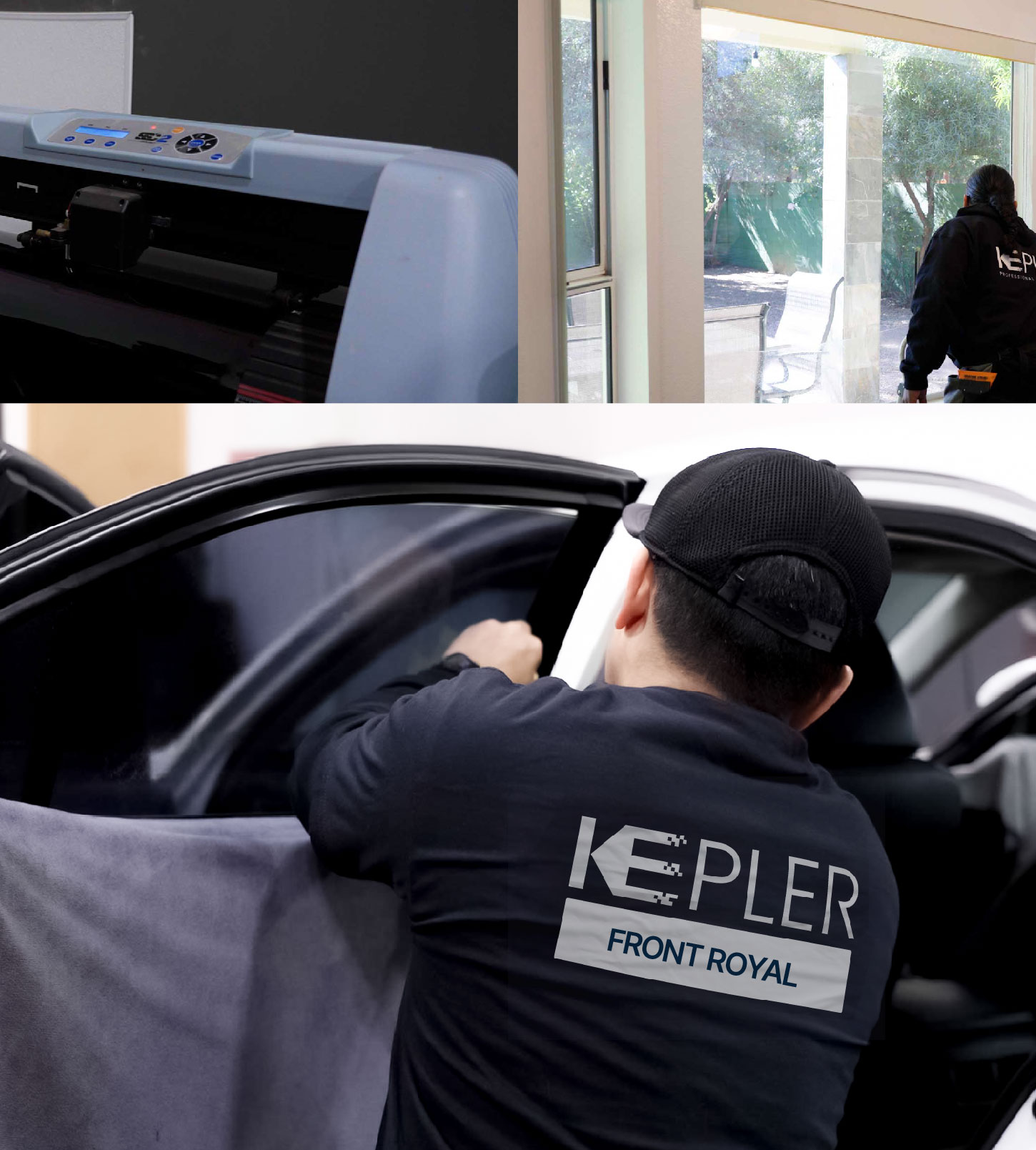 Automotive Window Tinting Expert Applying Film in Front Royal, Virginia