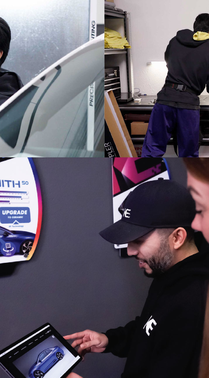 Kepler Dealer Showing Car Window Film Options to Customer in Centerville, Utah
