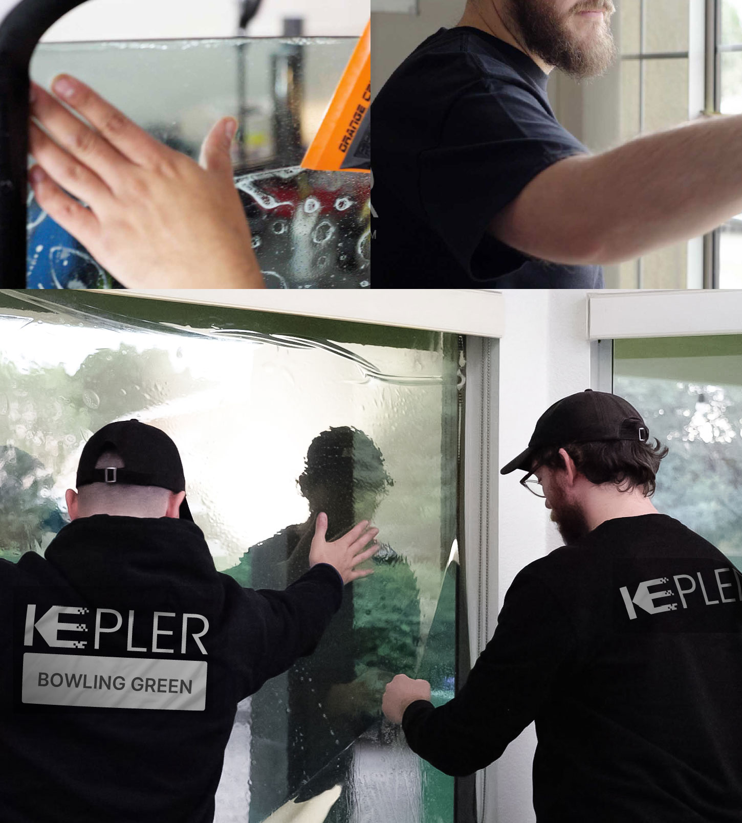 Kepler Technician Fitting High-tech Window Tint to Home in Bowling Green