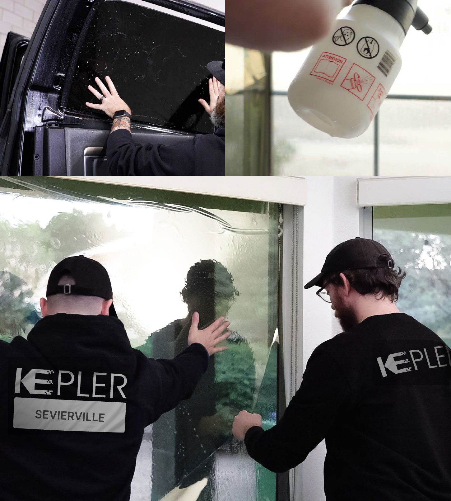 Kepler Technician Fitting High-tech Window Tint to Home in Sevierville