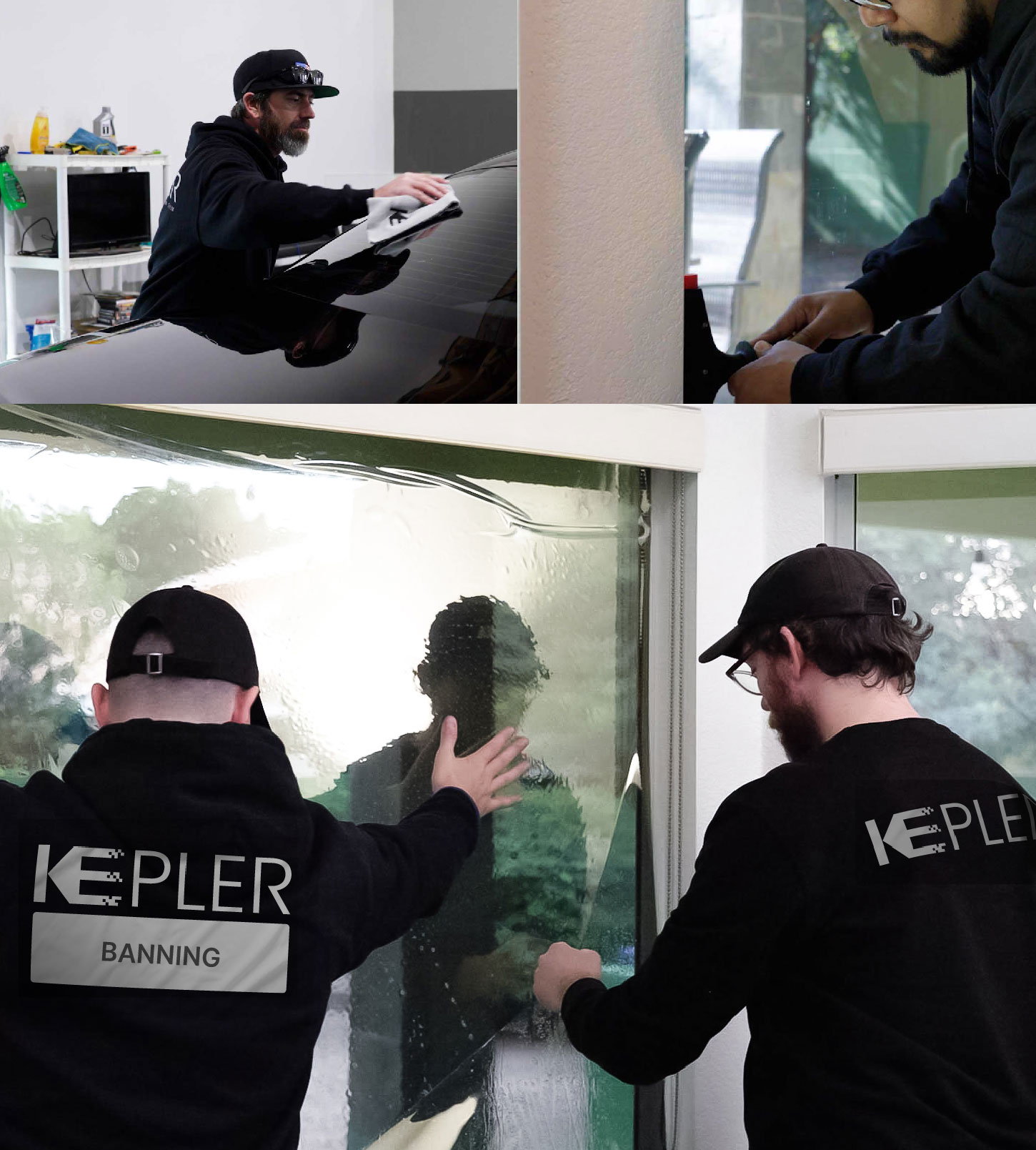 Kepler Technician Installing High-tech Window Tint to Home in Banning