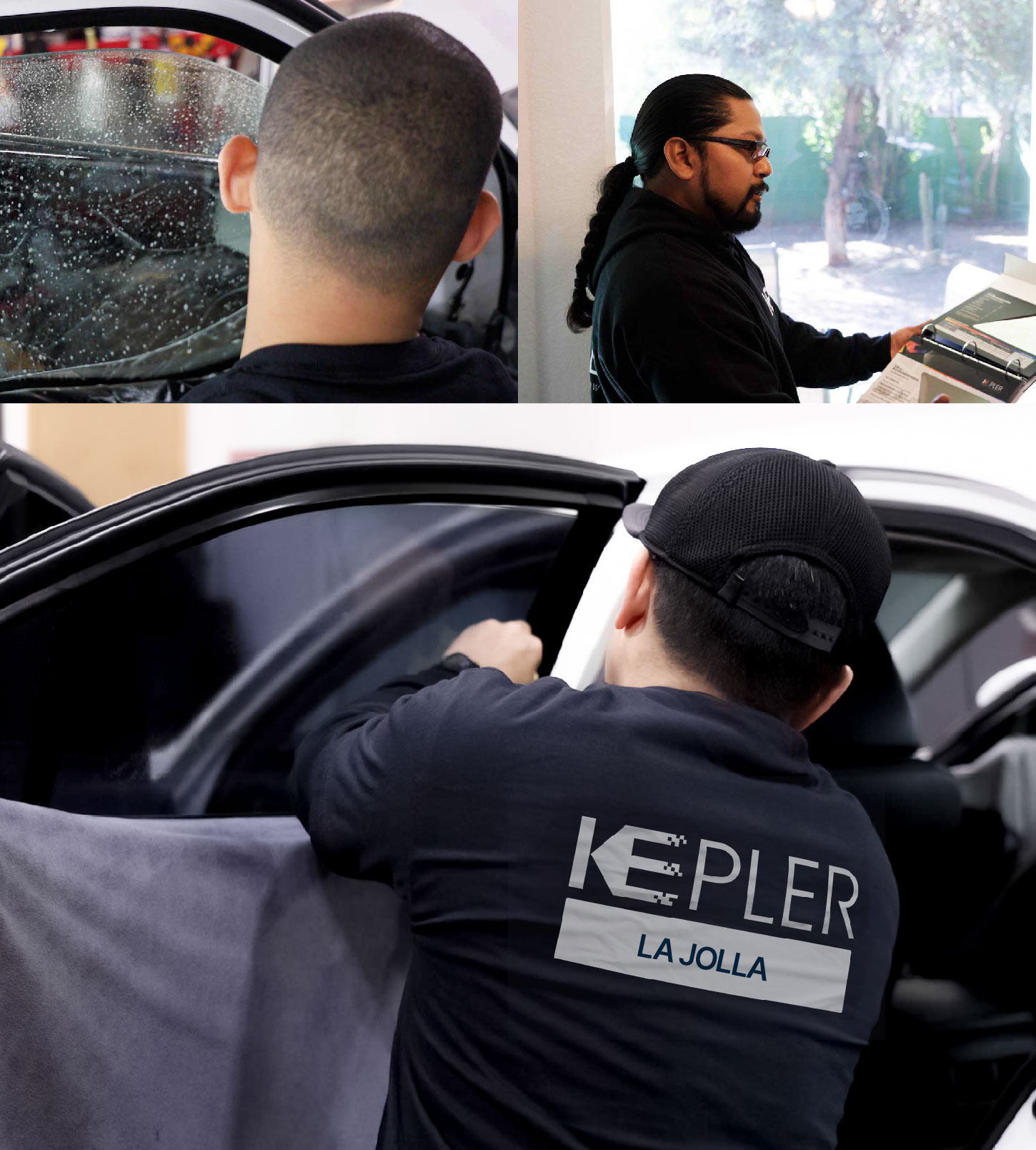 Automotive Window Tinting Expert Applying Film in La Jolla, California