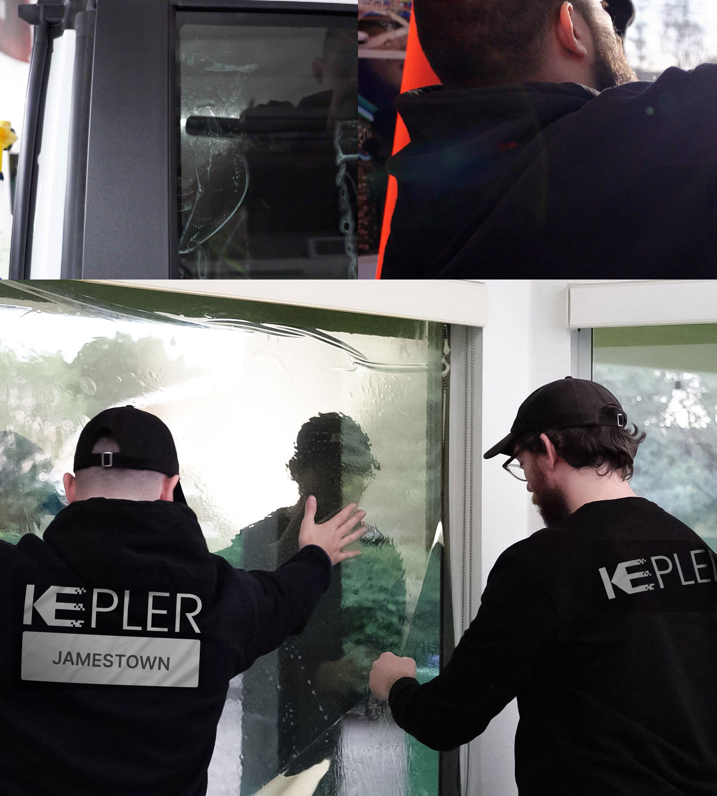 Kepler Technician Installing Advanced Window Tint to Home in Jamestown