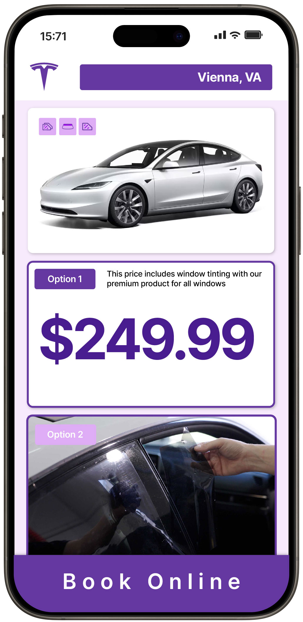 View Affordable Tesla Window Tinting Costs in Vienna, Virginia