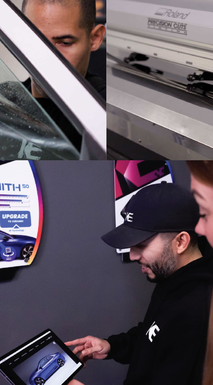 Kepler Dealer Showing Car Window Film Options to Customer in Carteret, New Jersey