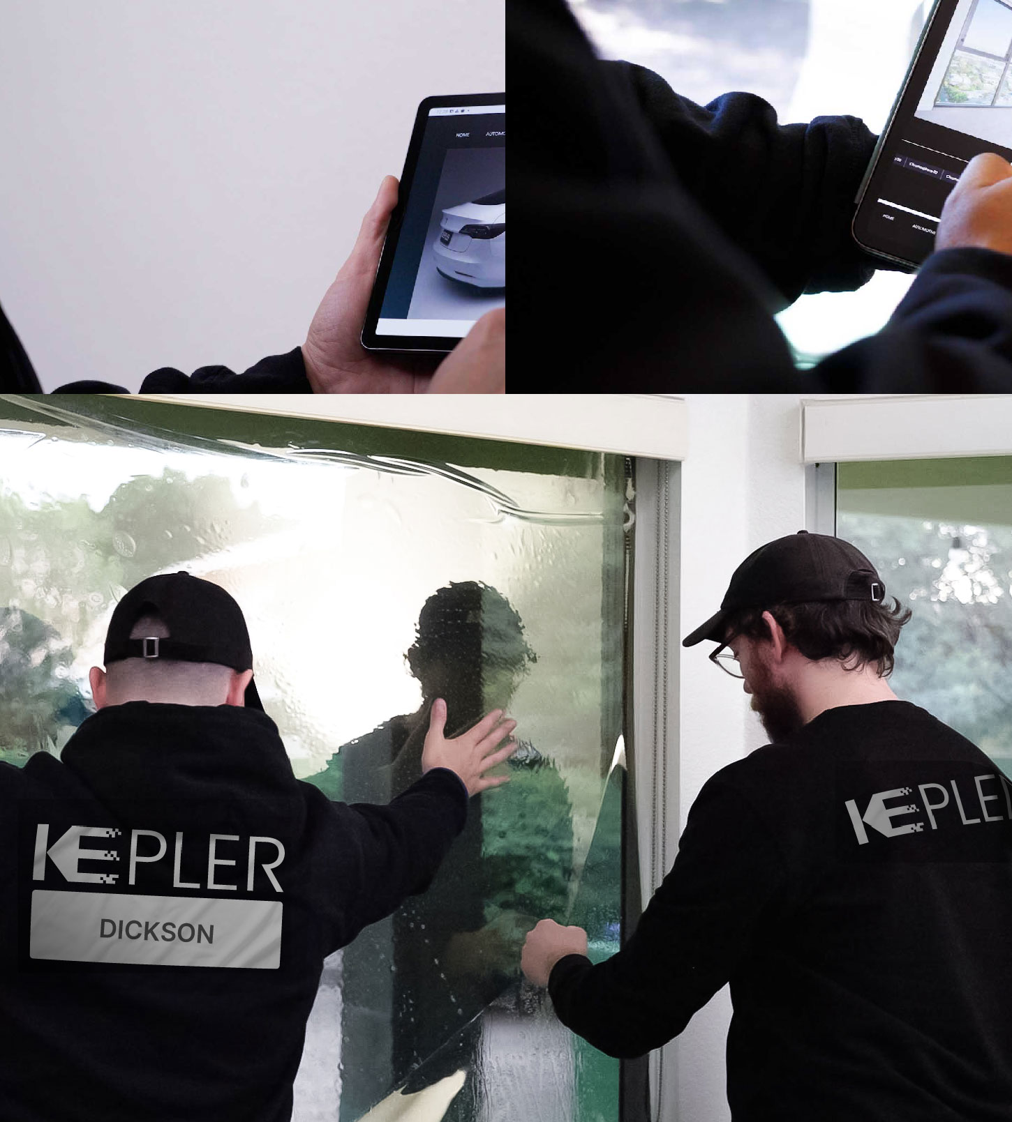 Expert Technician Fitting High-tech Window Tint to Home in Dickson