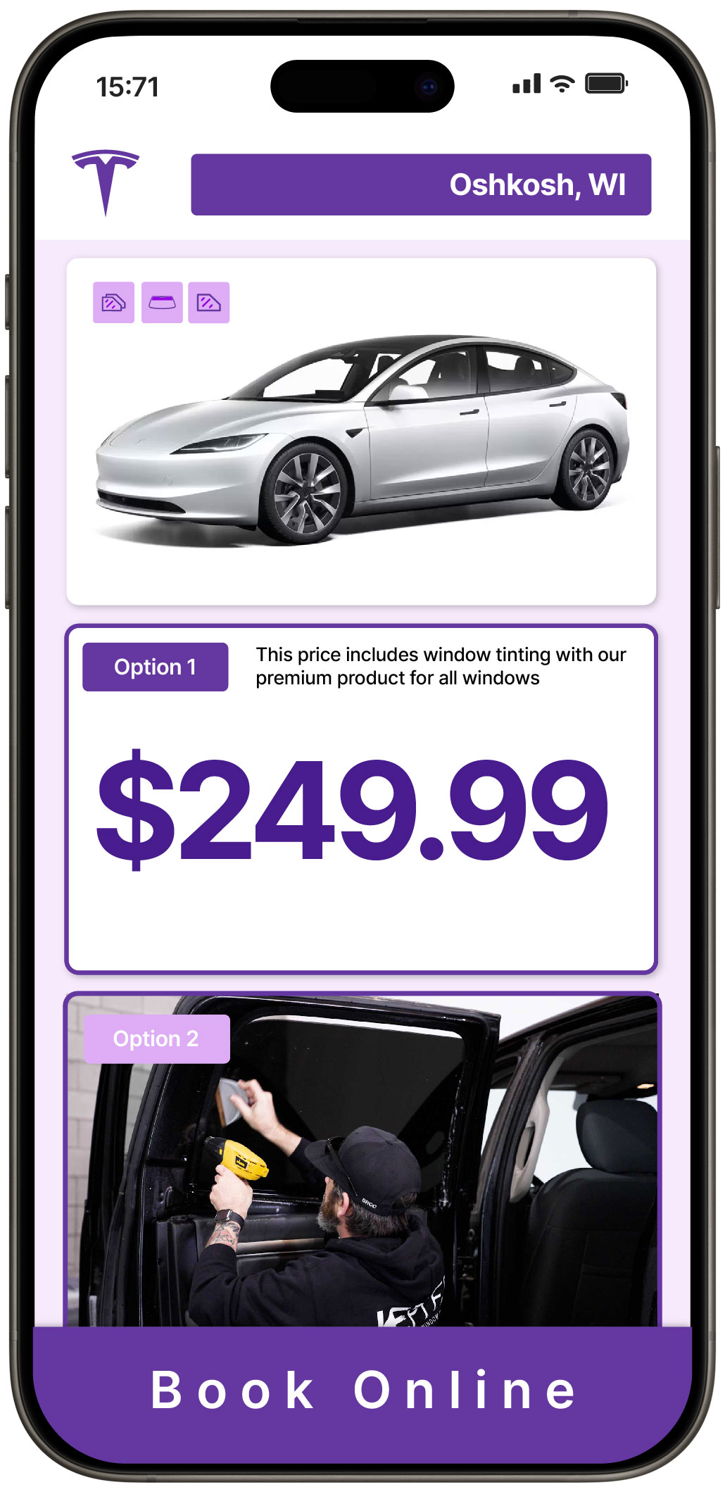 View Reasonable Tesla Window Tinting Prices in Oshkosh, Wisconsin