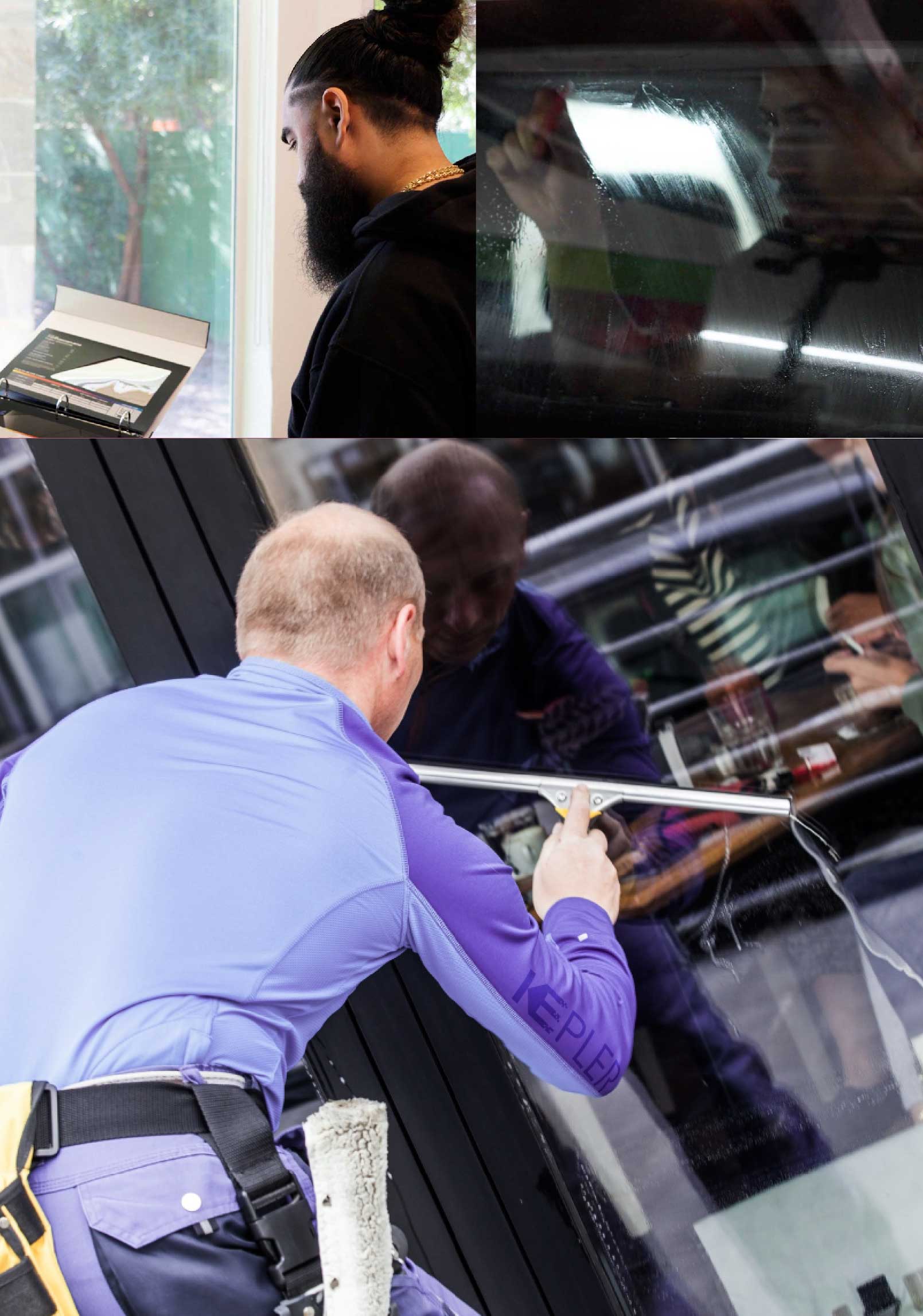 Kepler Skilled Applying Anti-Graffiti Window Film to a Vallejo Shop Front