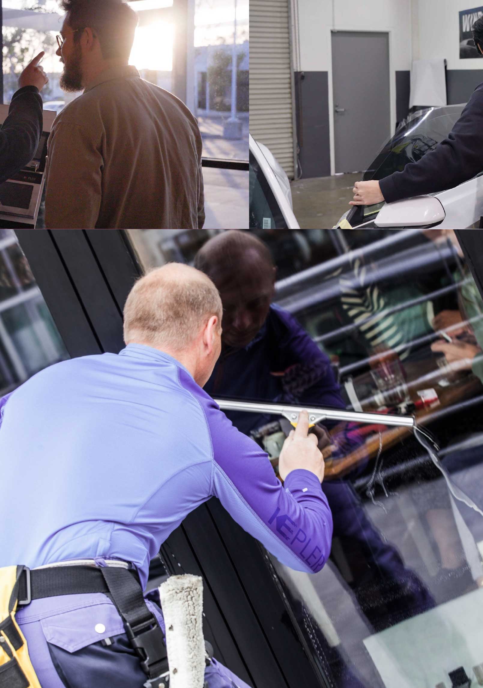 Kepler Professional Applying Anti-Graffiti Window Film to a Alvin Shop Front