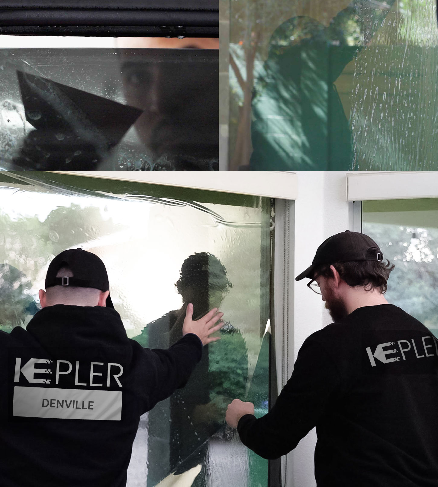 Expert Technician Applying Ceramic Window Tint to Home in Denville