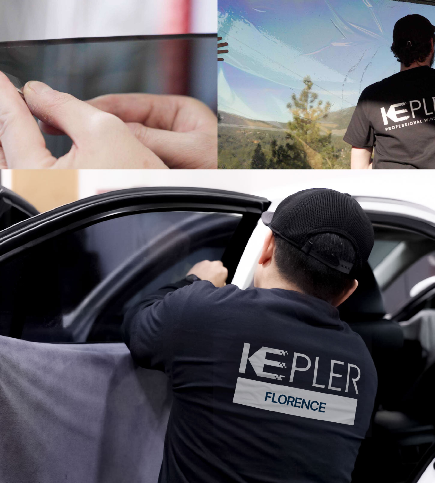 Automotive Window Tinting Expert Applying Film in Florence, Alabama