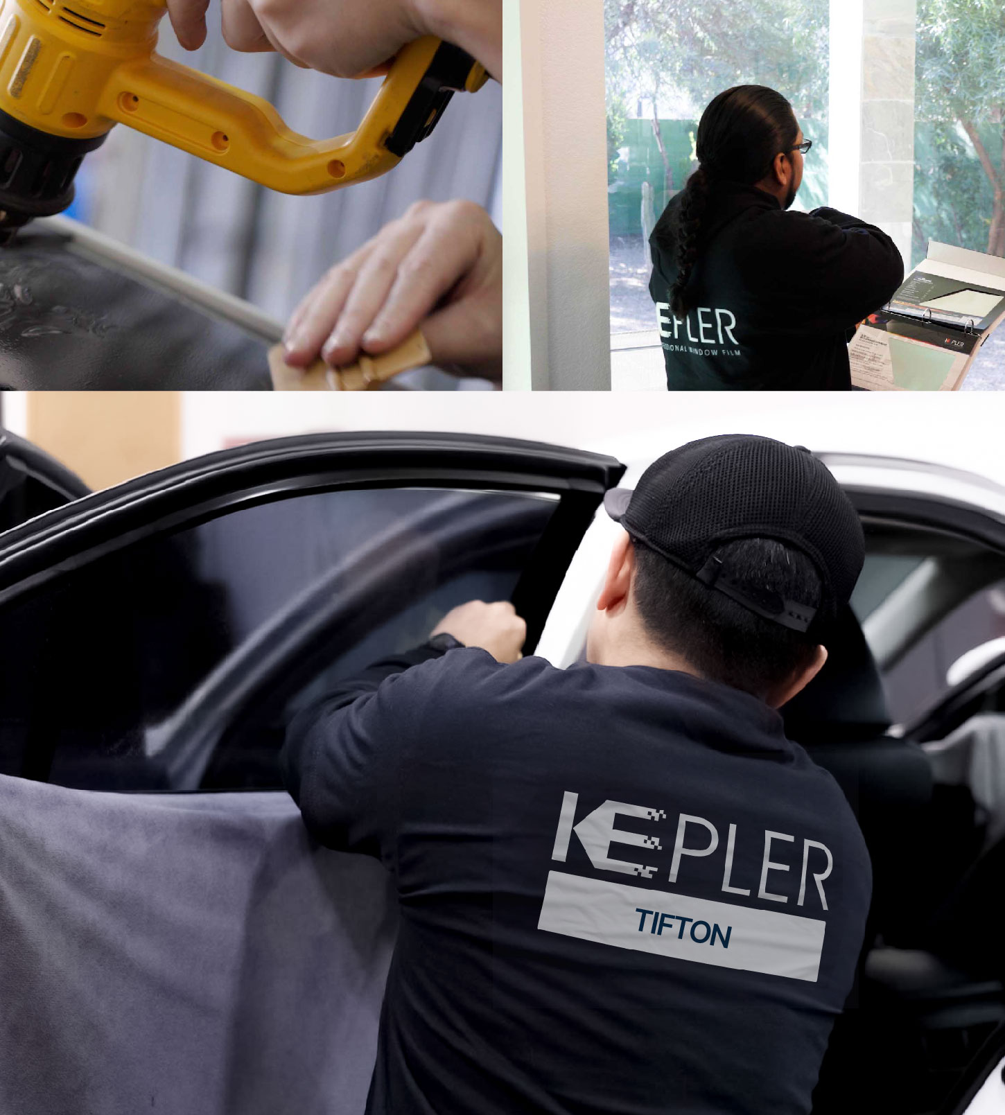 Automotive Window Tinting Expert Applying Film in Tifton, Georgia