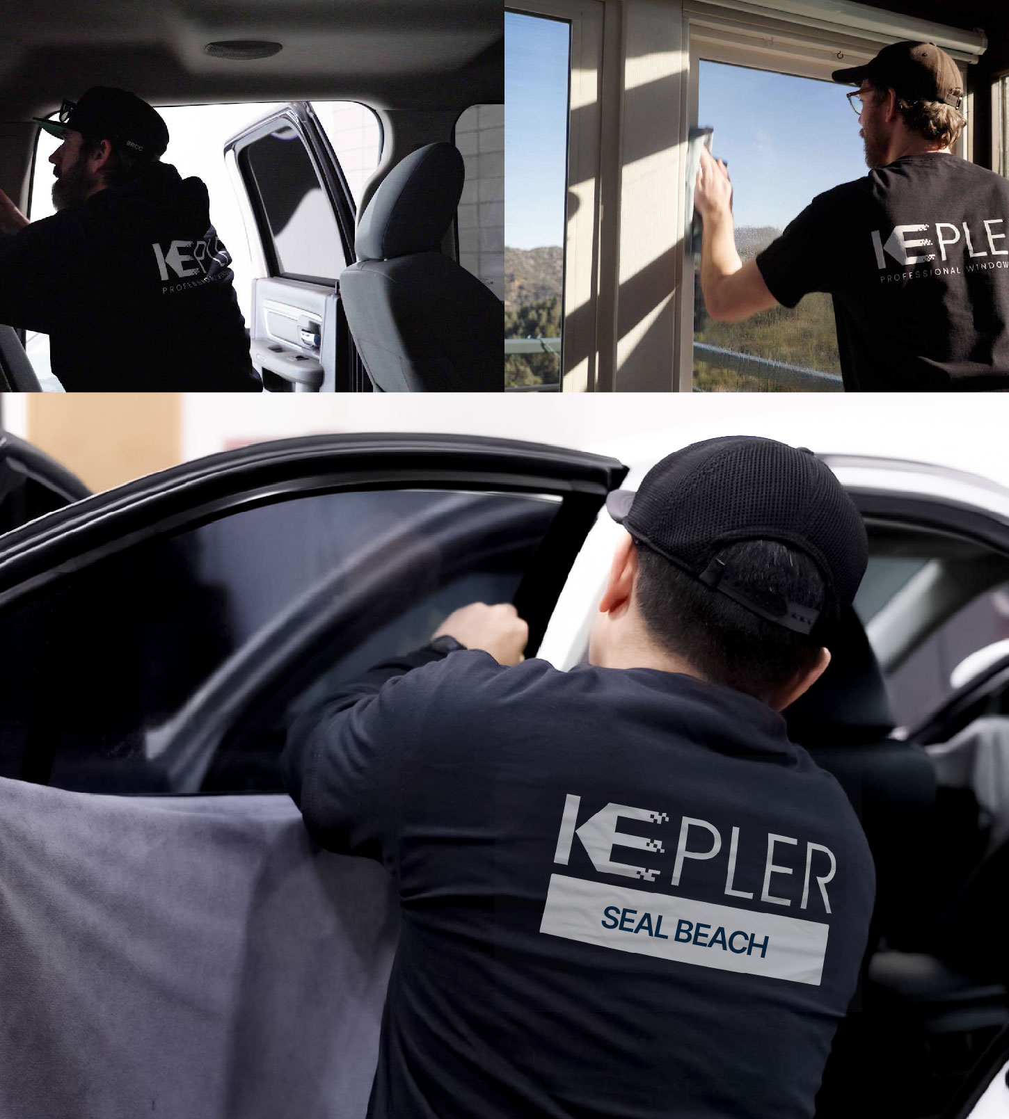 Automotive Window Tinting Expert Applying Film in Seal Beach, California