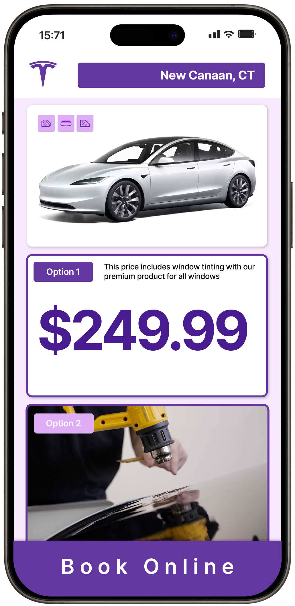 View Competitive Tesla Window Tinting Prices in New Canaan, Connecticut