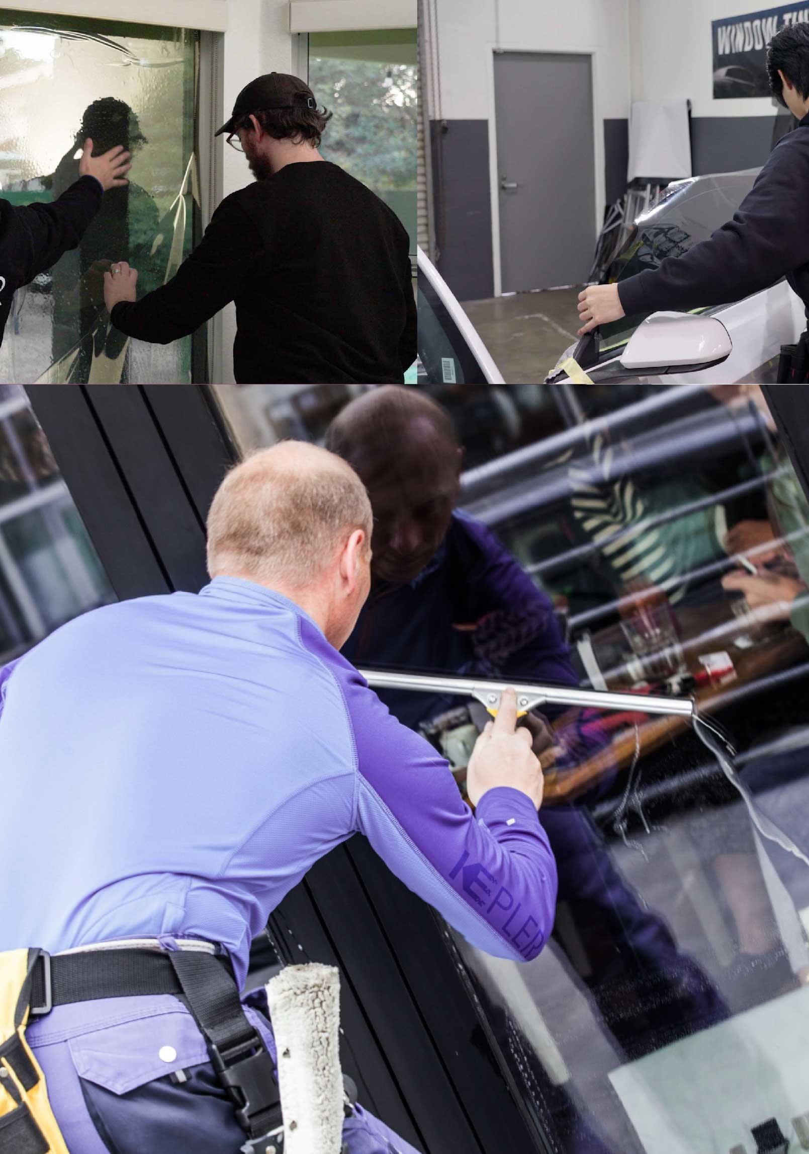 Kepler Skilled Applying Anti-Graffiti Window Film to a Lincoln Park Shop Front