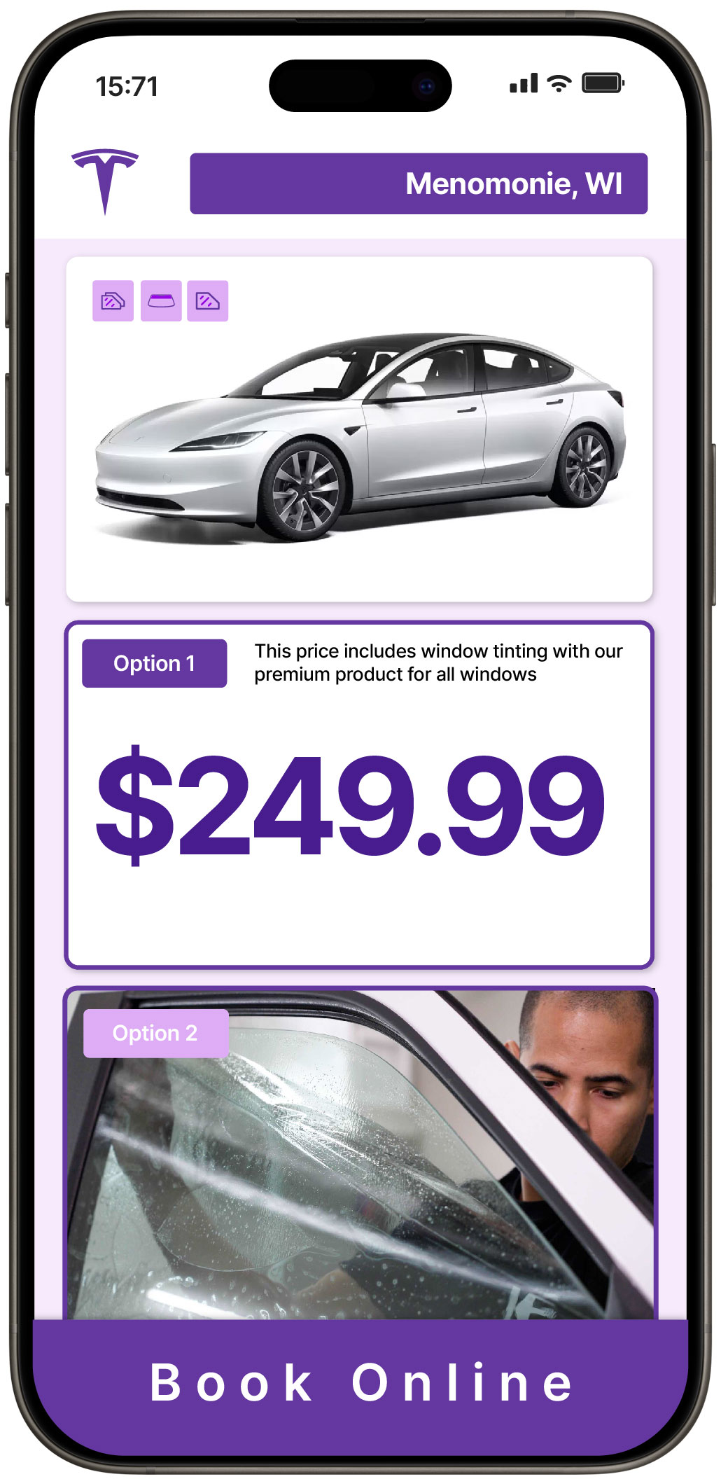 View Competitive Tesla Window Tinting Prices in Menomonie, Wisconsin