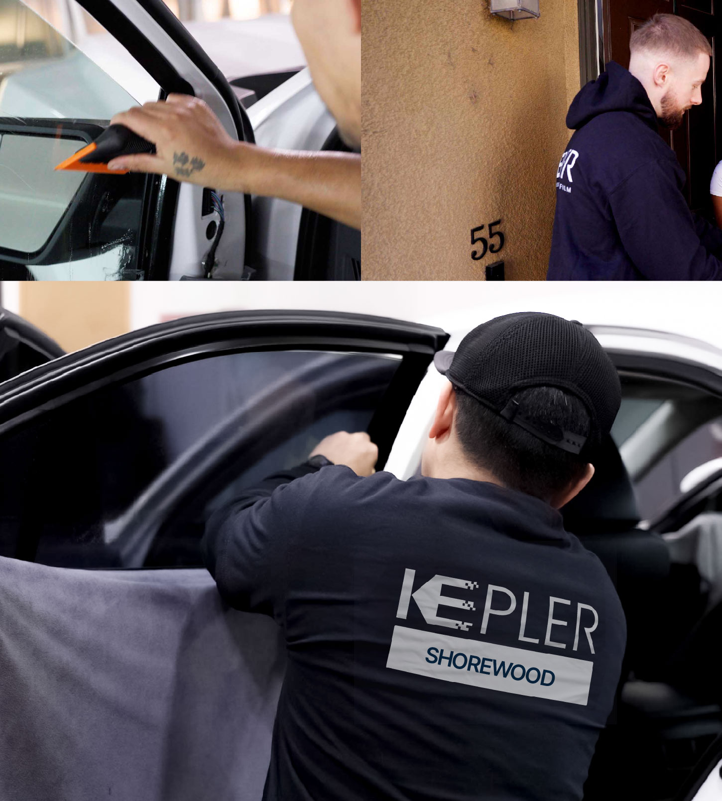 Automotive Window Tinting Expert Applying Film in Shorewood, Illinois