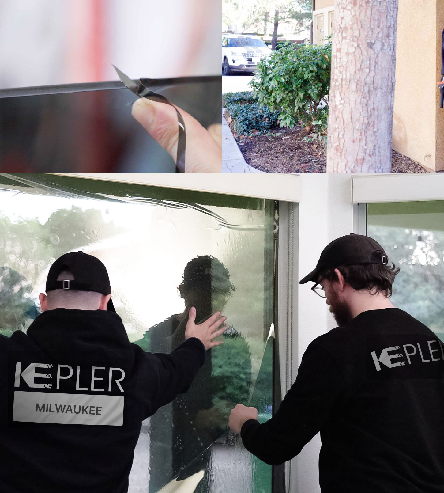 Kepler Technician Applying Advanced Window Tint to Home in Milwaukee