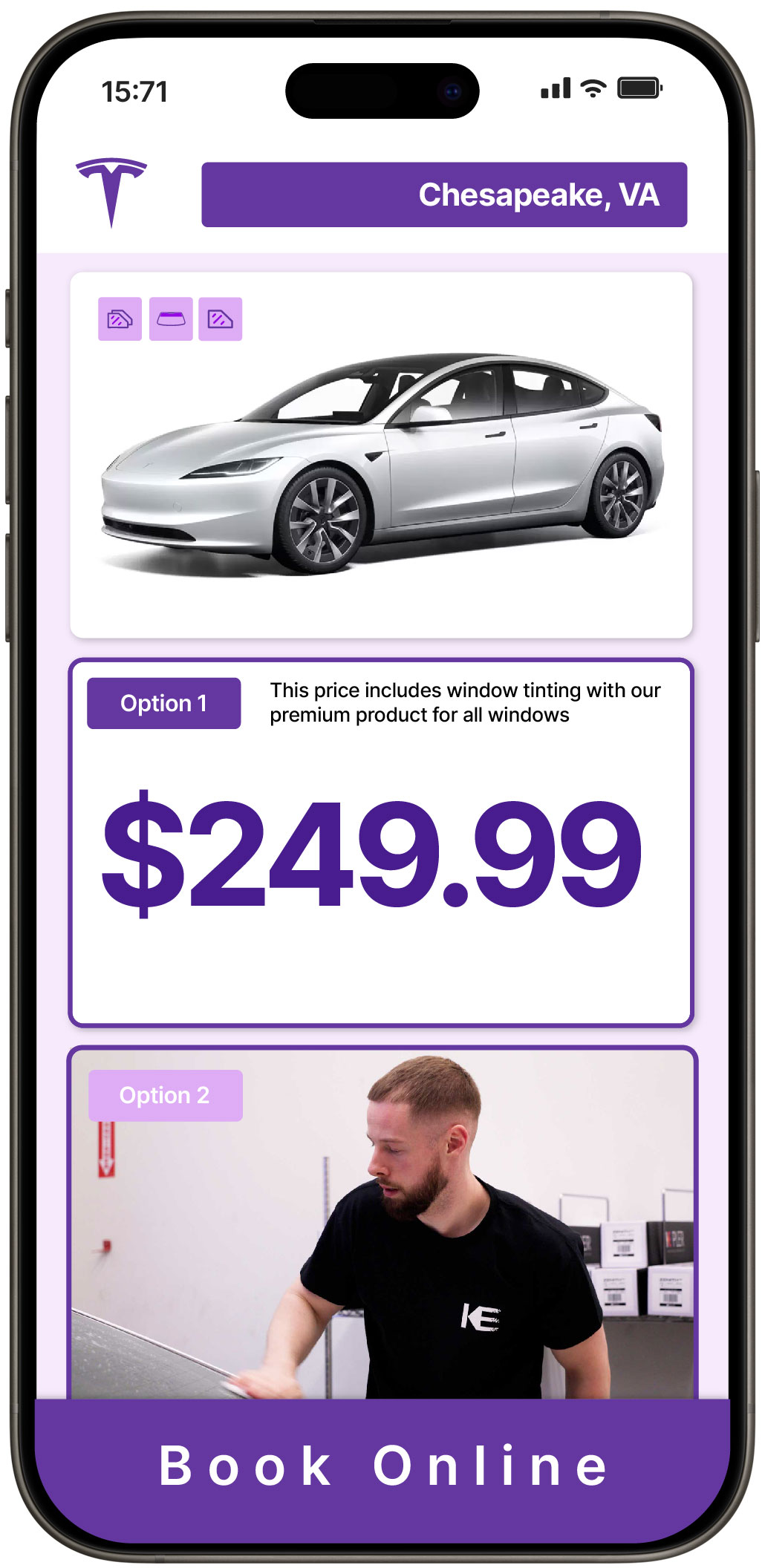 View Competitive Tesla Window Tinting Rates in Chesapeake, Virginia
