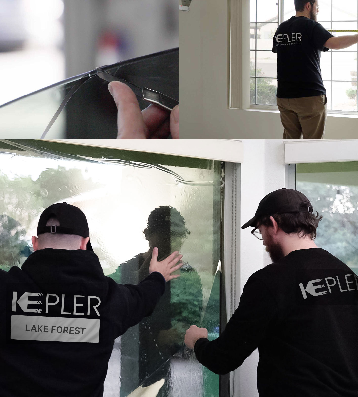 Expert Technician Installing High-tech Window Tint to Home in Lake Forest