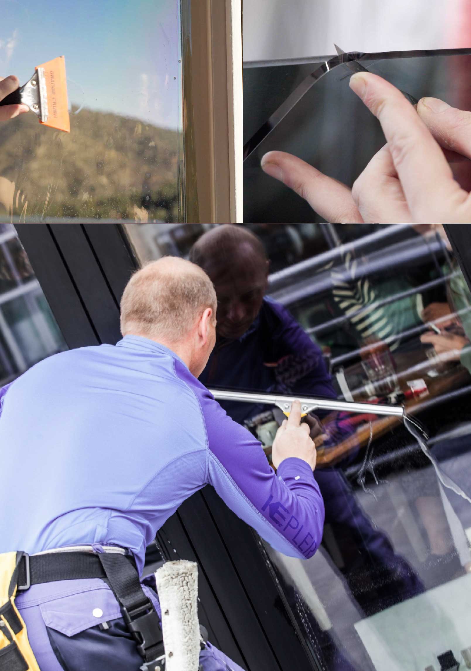Kepler Skilled Applying Anti-Graffiti Window Film to a Oshtemo Shop Front