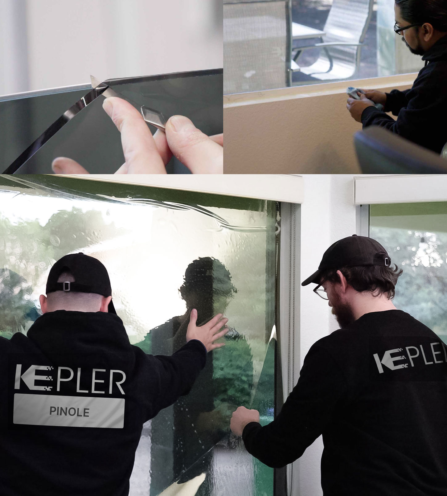 Expert Technician Fitting Advanced Window Tint to Home in Pinole