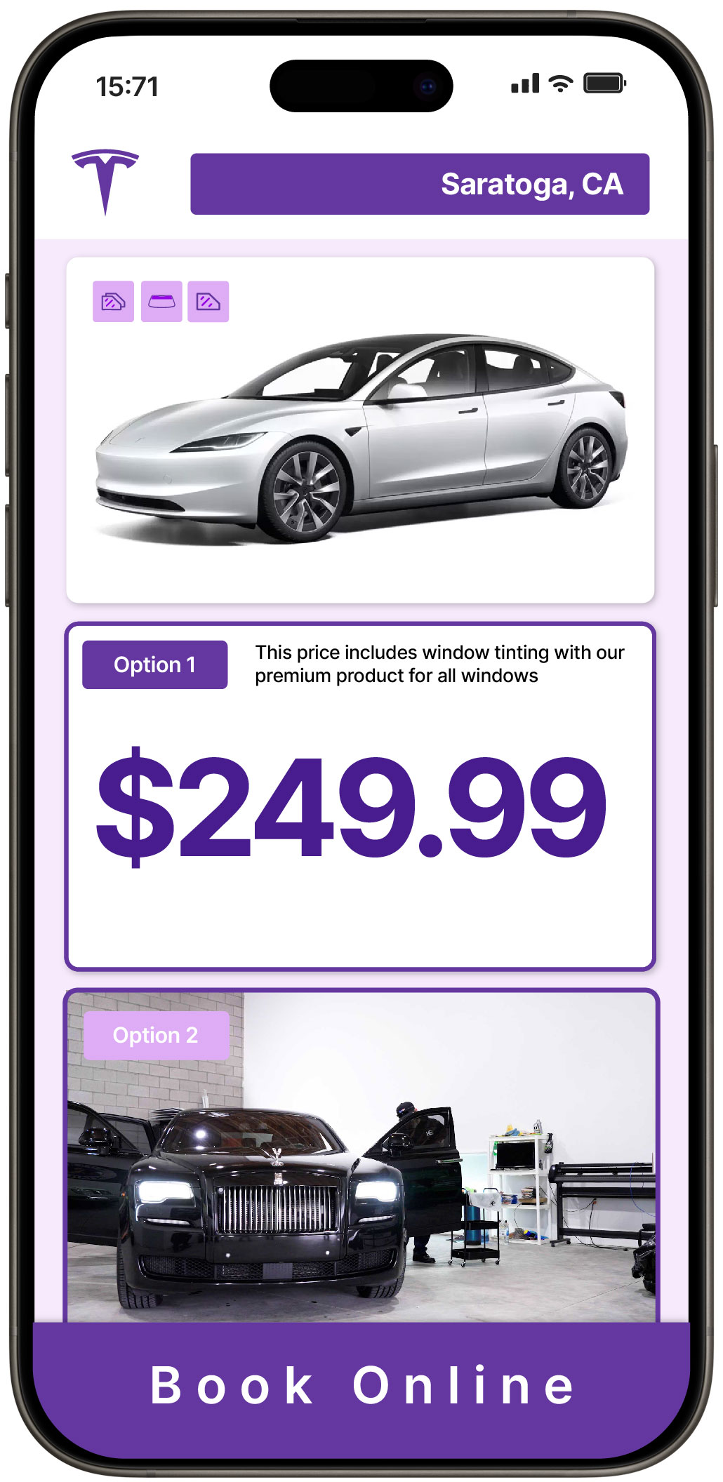 View Affordable Tesla Window Tinting Costs in Saratoga, California