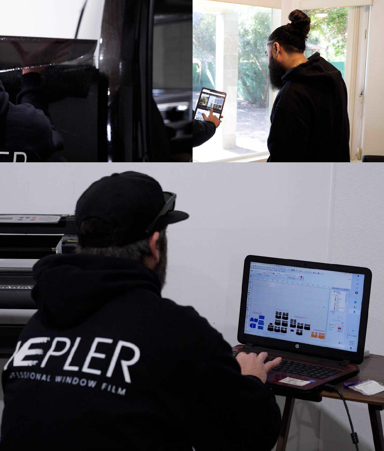 Ceramic Window Tinting Expert Cutting Film in Beloit, Wisconsin