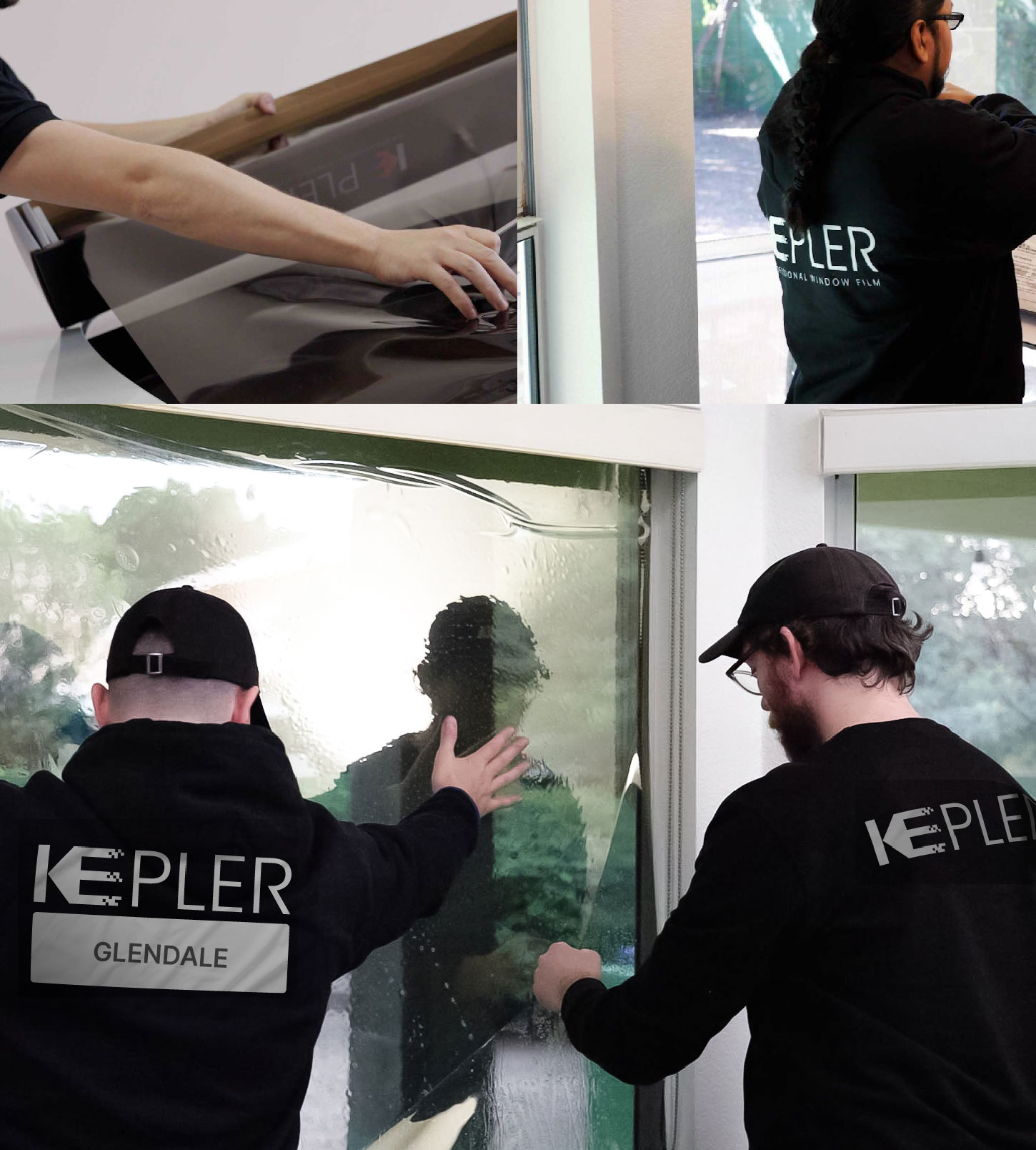 Expert Technician Fitting Ceramic Window Tint to Home in Glendale
