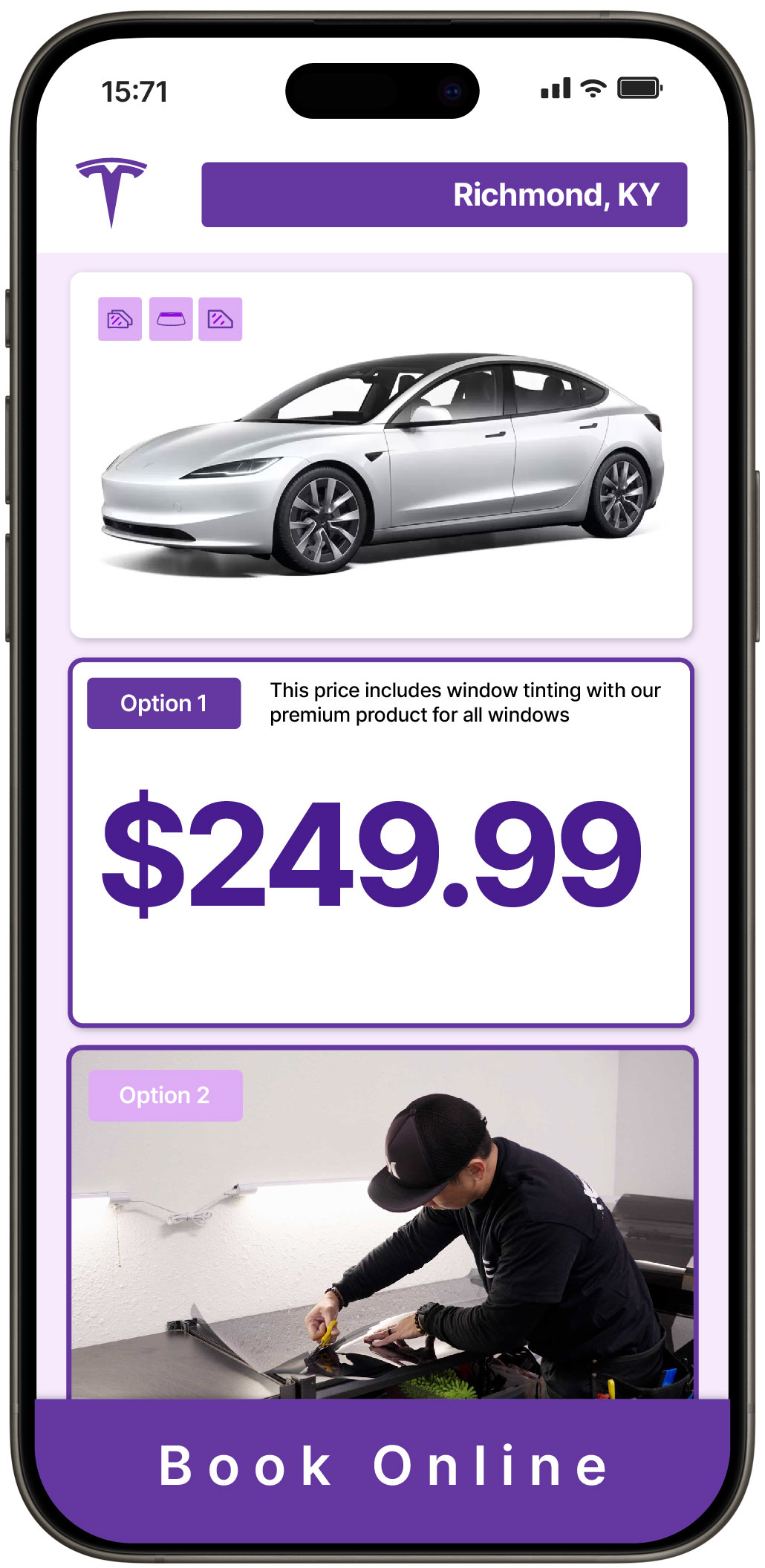View Competitive Tesla Window Tinting Costs in Richmond, Kentucky