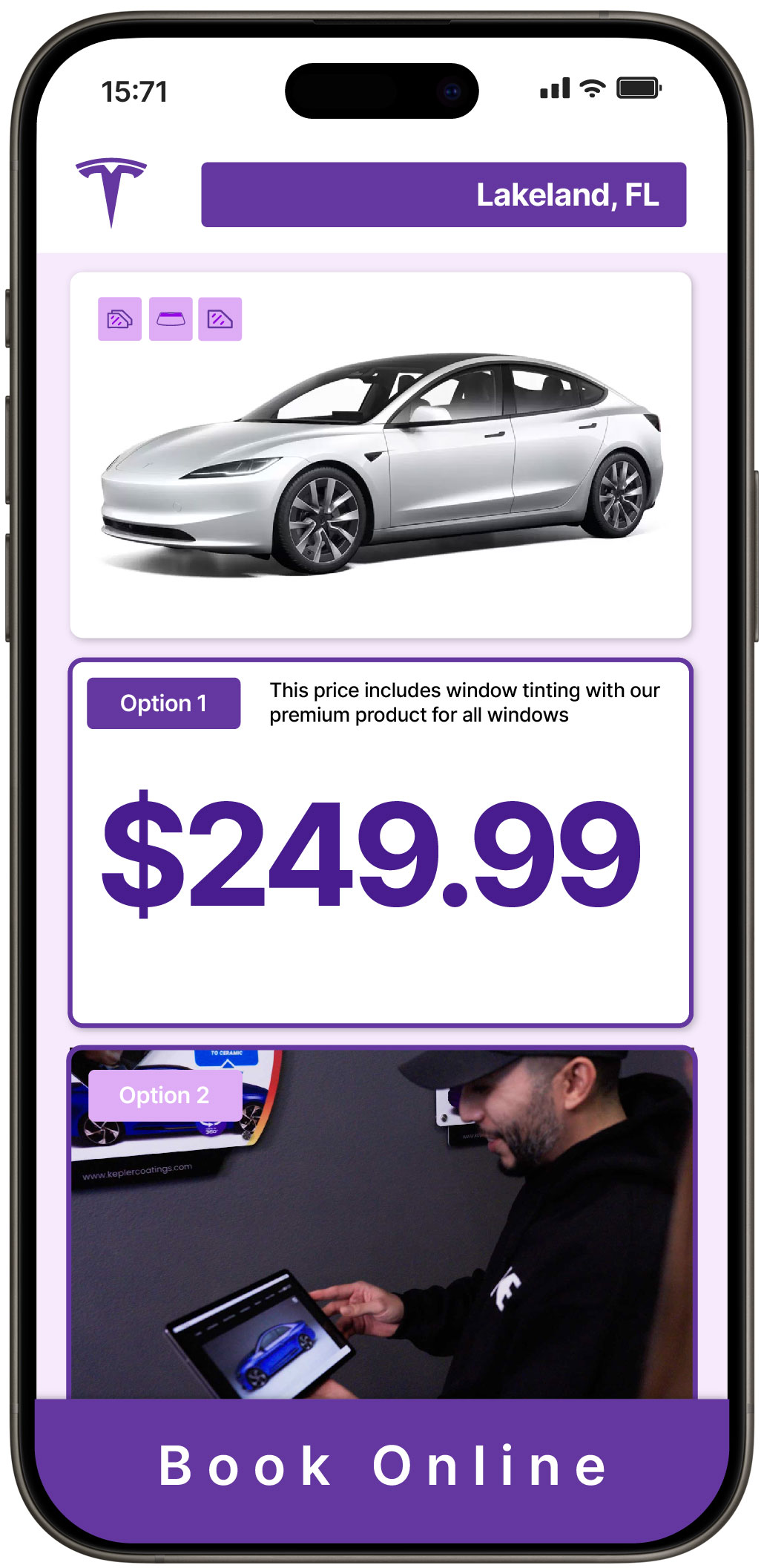 View Affordable Tesla Window Tinting Rates in Lakeland, Florida