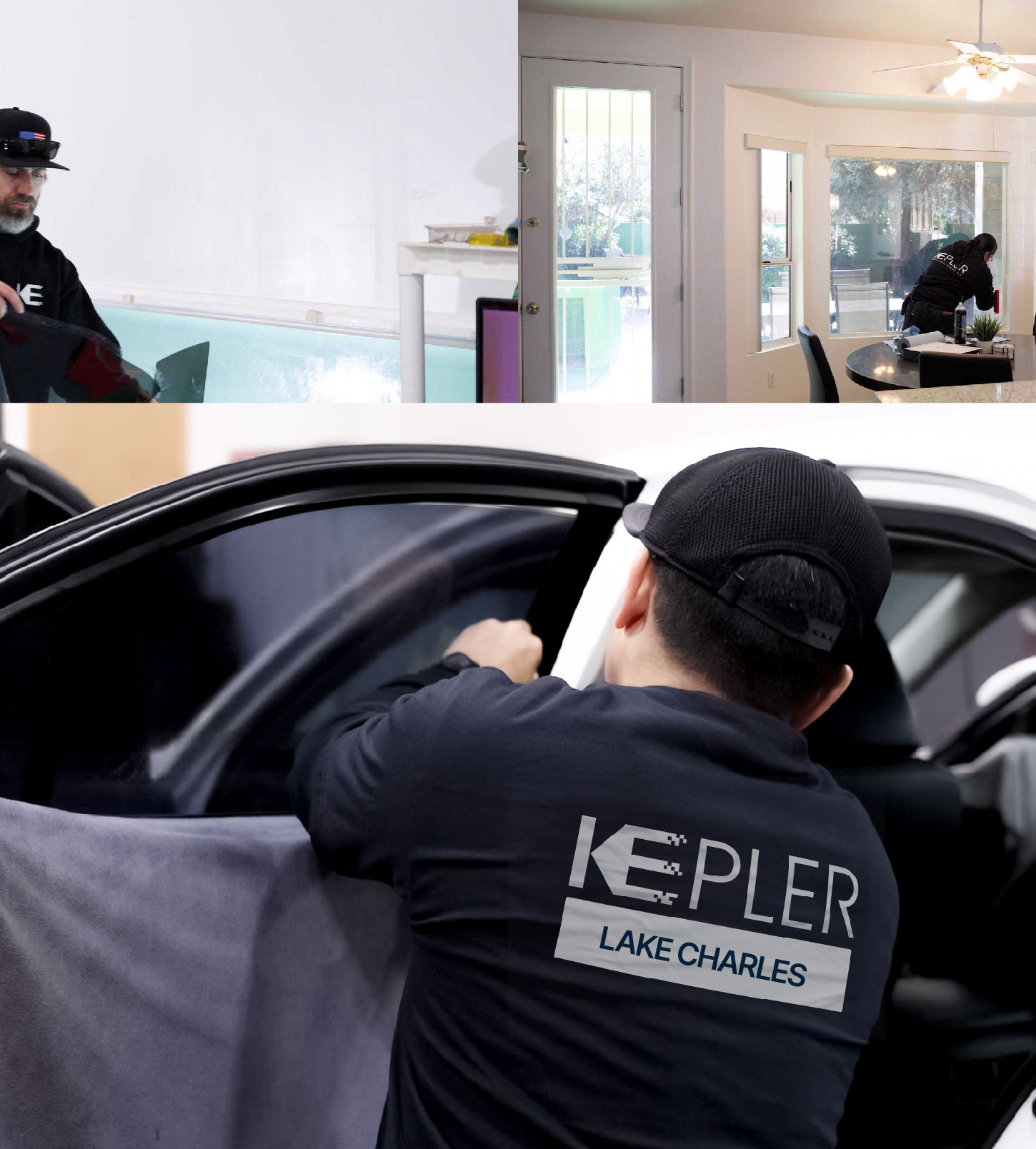 Automotive Window Tinting Expert Applying Film in Lake Charles, Louisiana