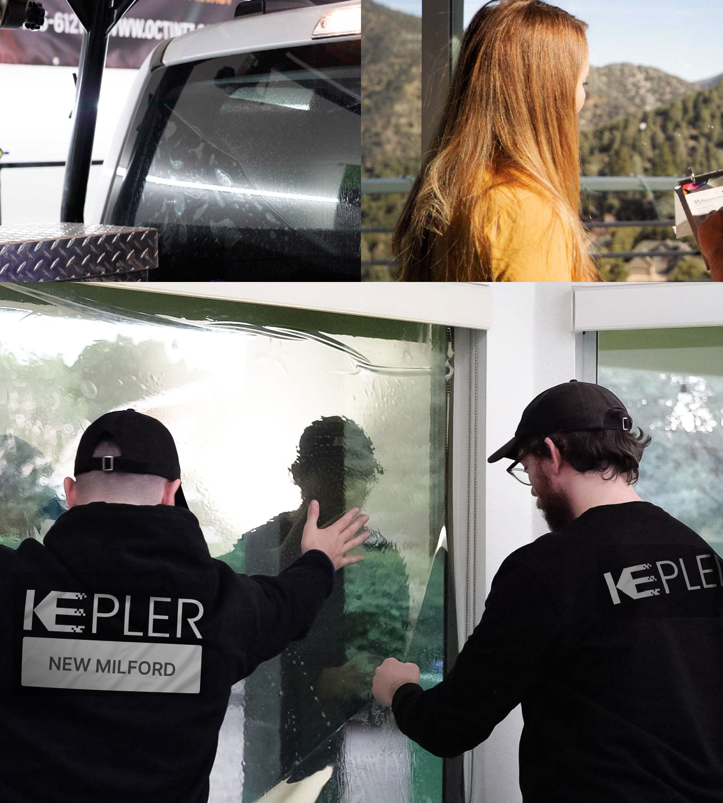 Kepler Technician Installing Ceramic Window Tint to Home in New Milford