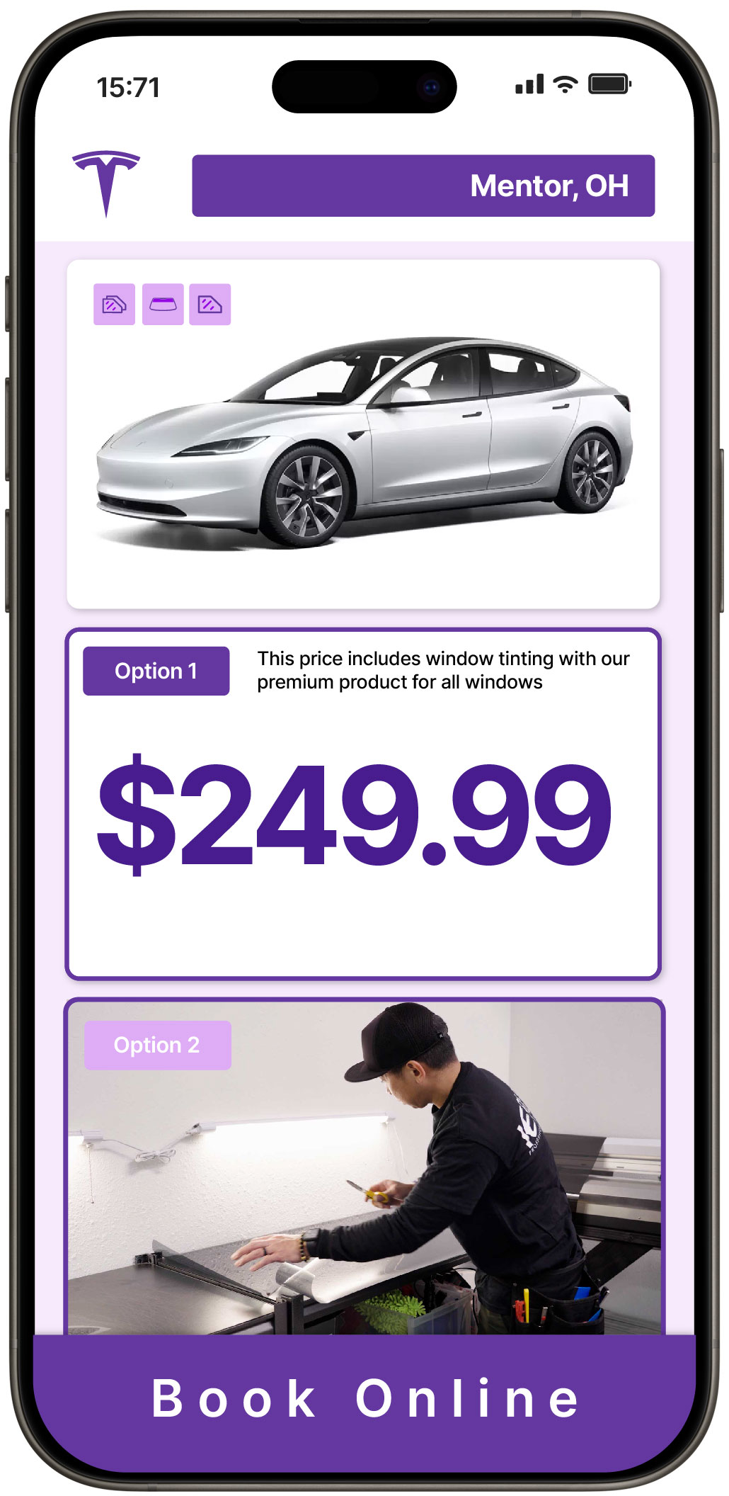 View Competitive Tesla Window Tinting Prices in Mentor, Ohio