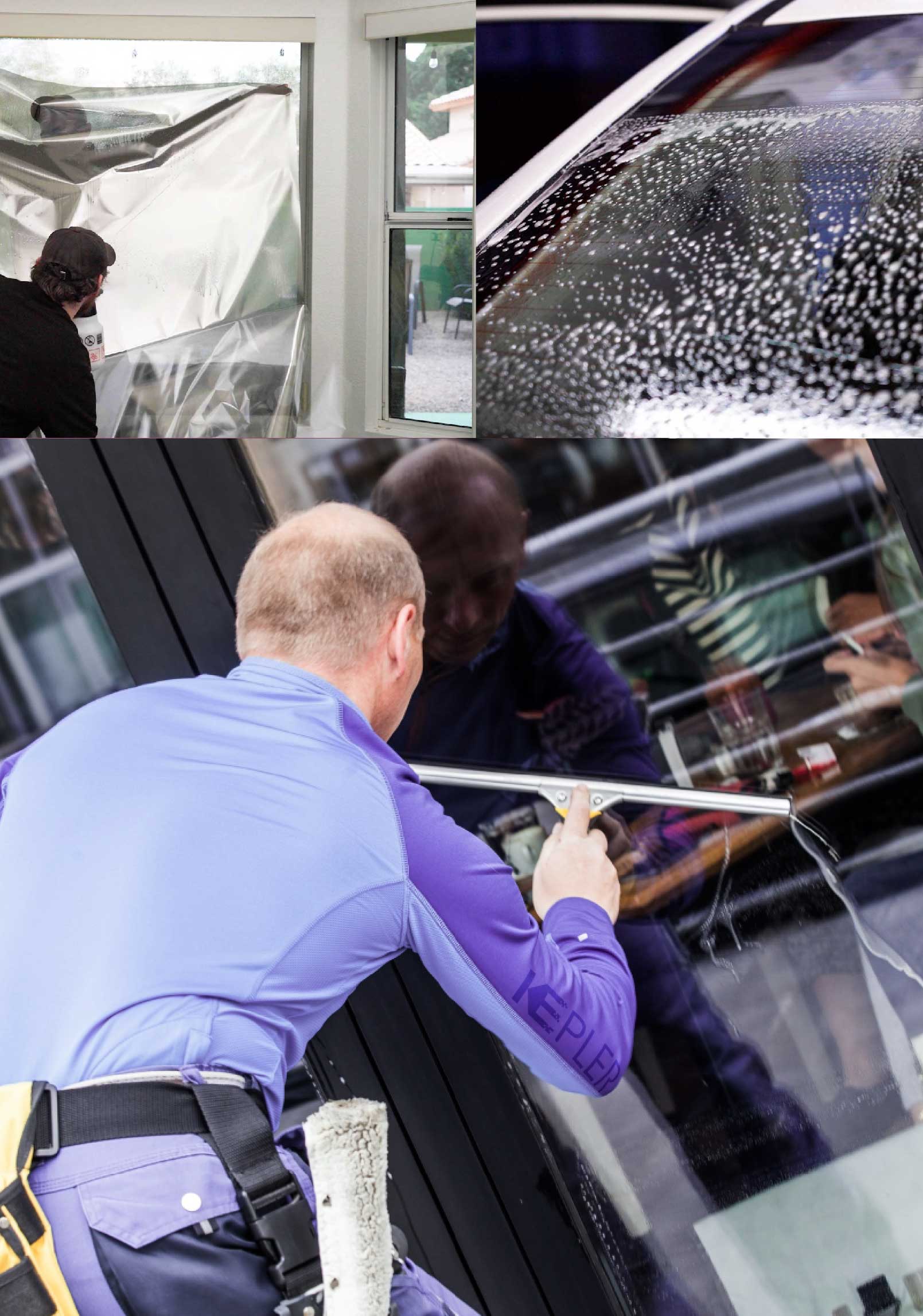 Kepler Skilled Applying Anti-Graffiti Window Film to a Piqua Shop Front