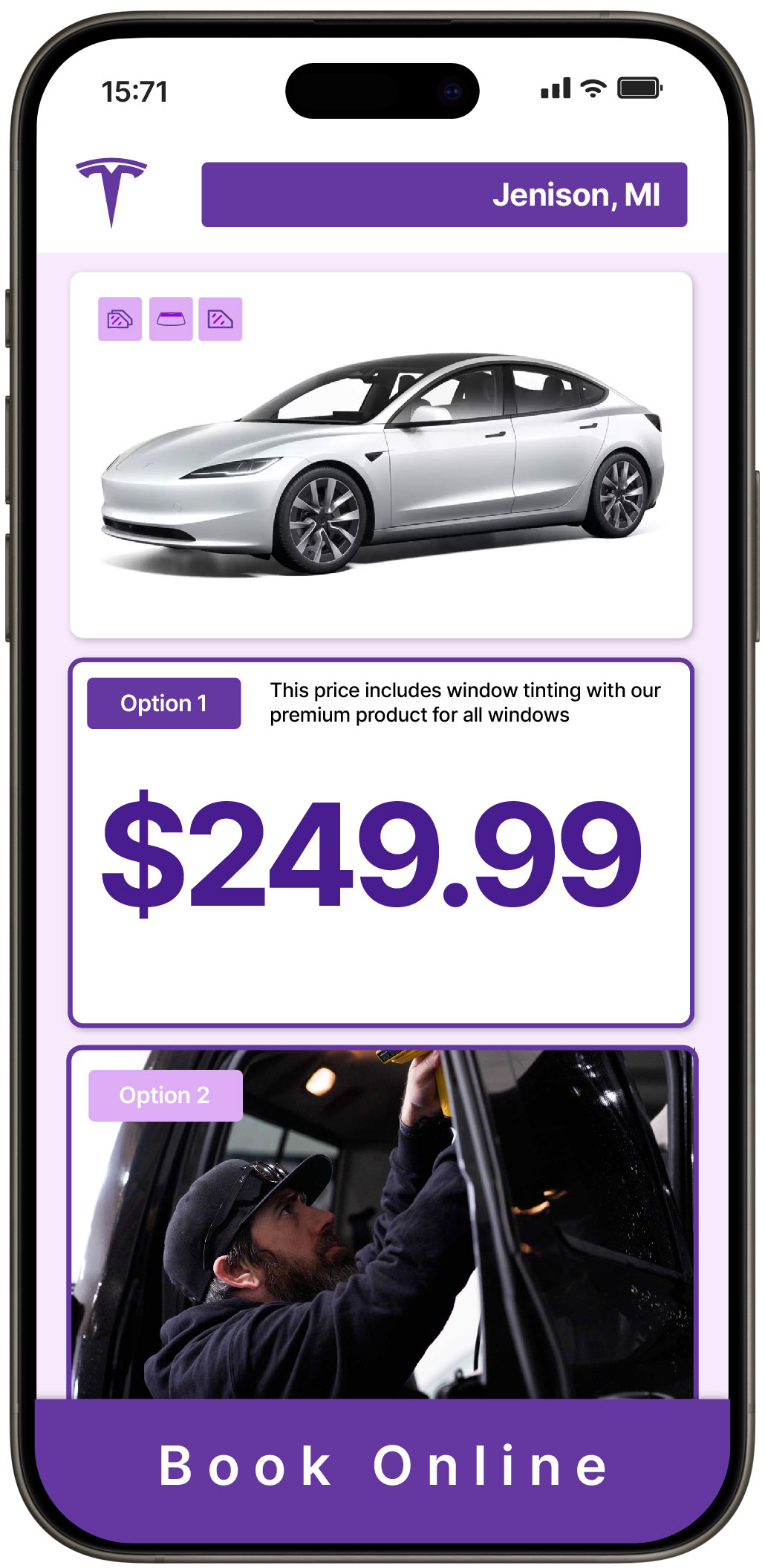 View Competitive Tesla Window Tinting Rates in Jenison, Michigan