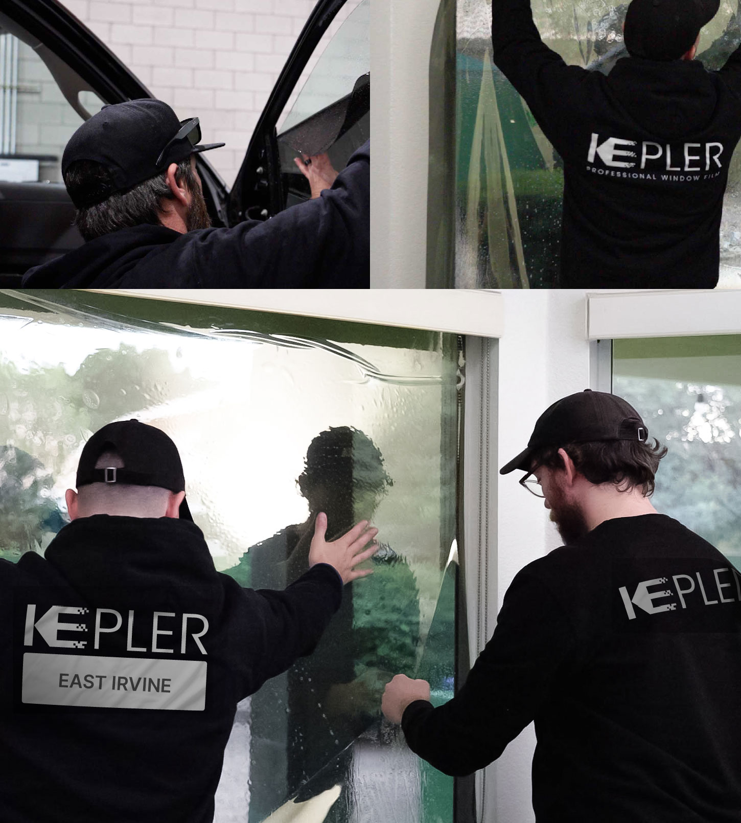Expert Technician Installing Advanced Window Tint to Home in East Irvine