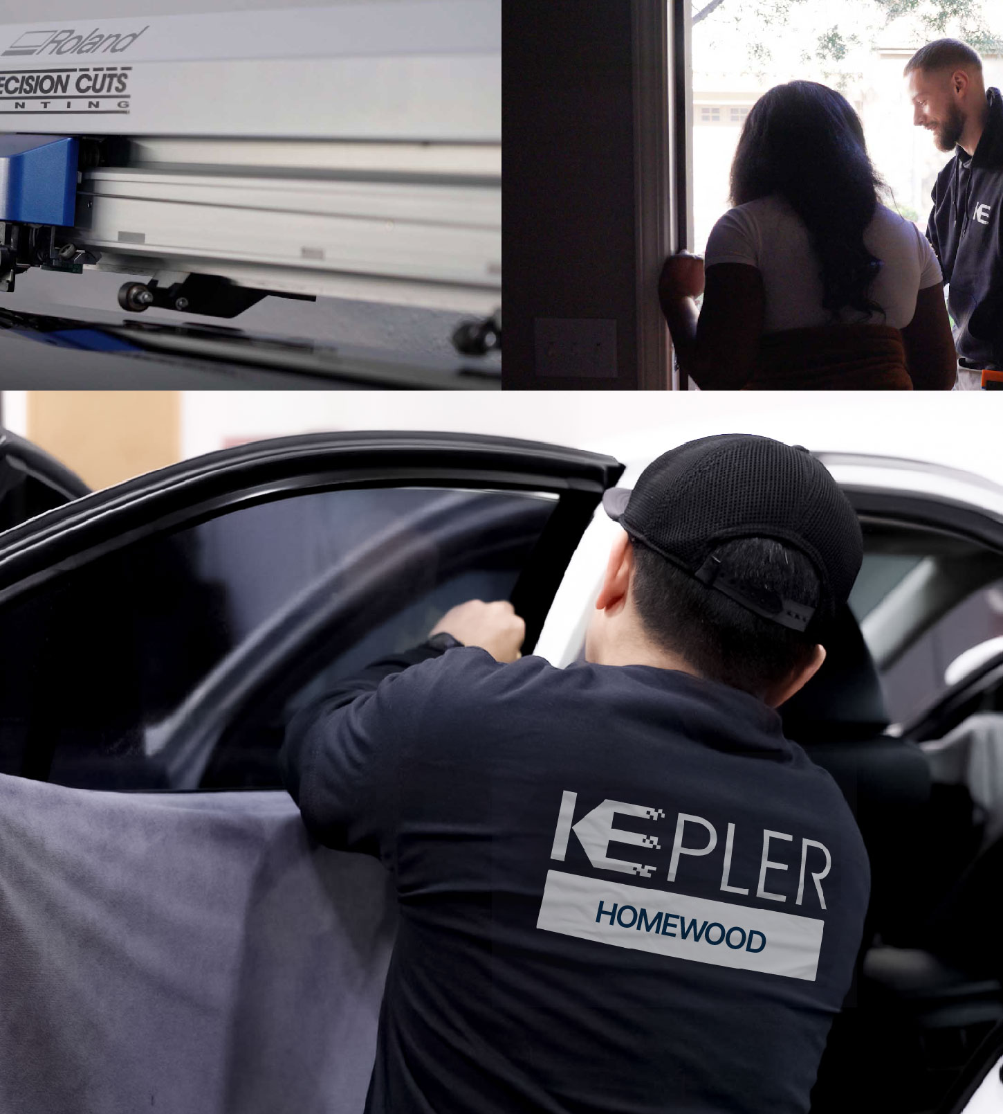 Automotive Window Tinting Expert Applying Film in Homewood, Illinois
