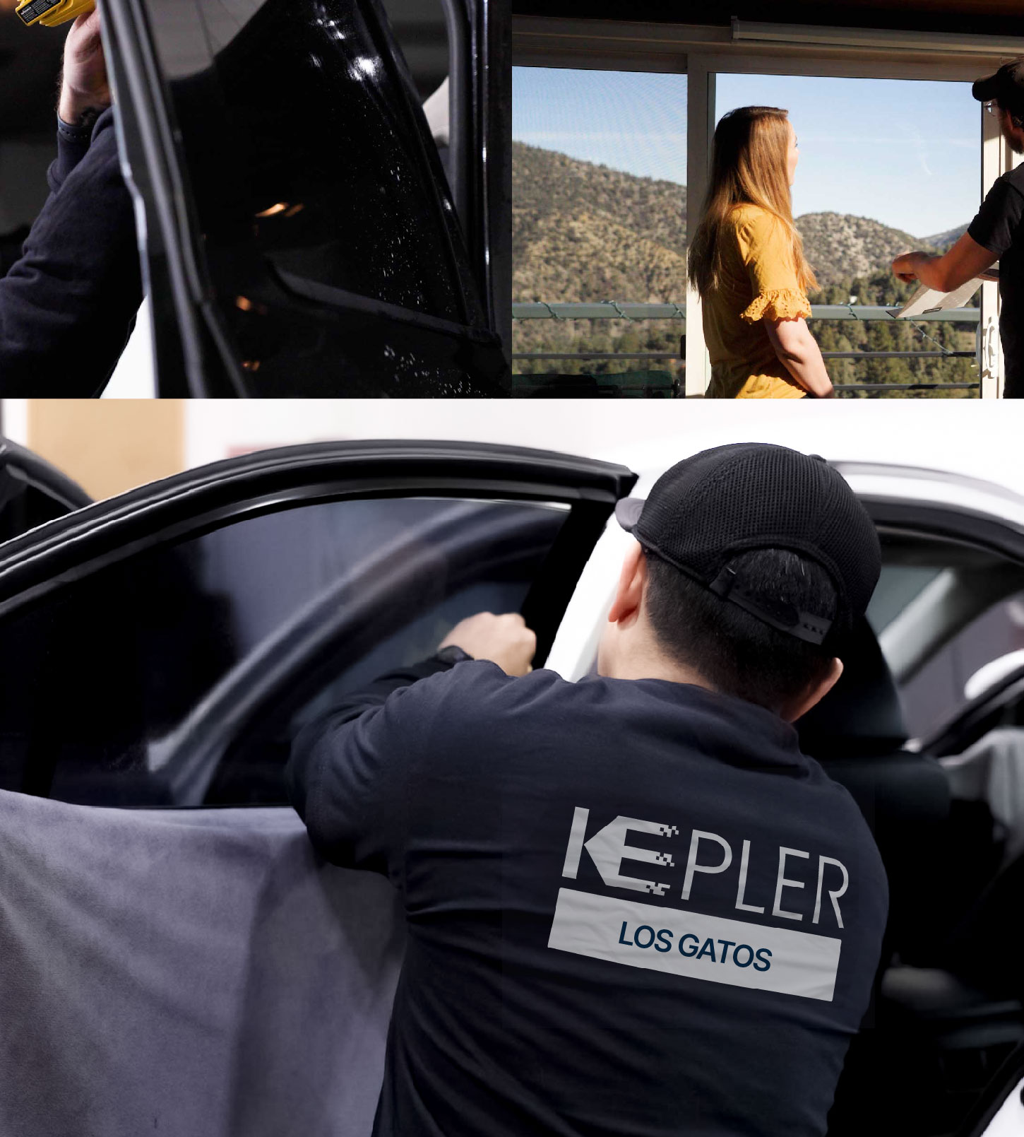 Automotive Window Tinting Expert Applying Film in Los Gatos, California