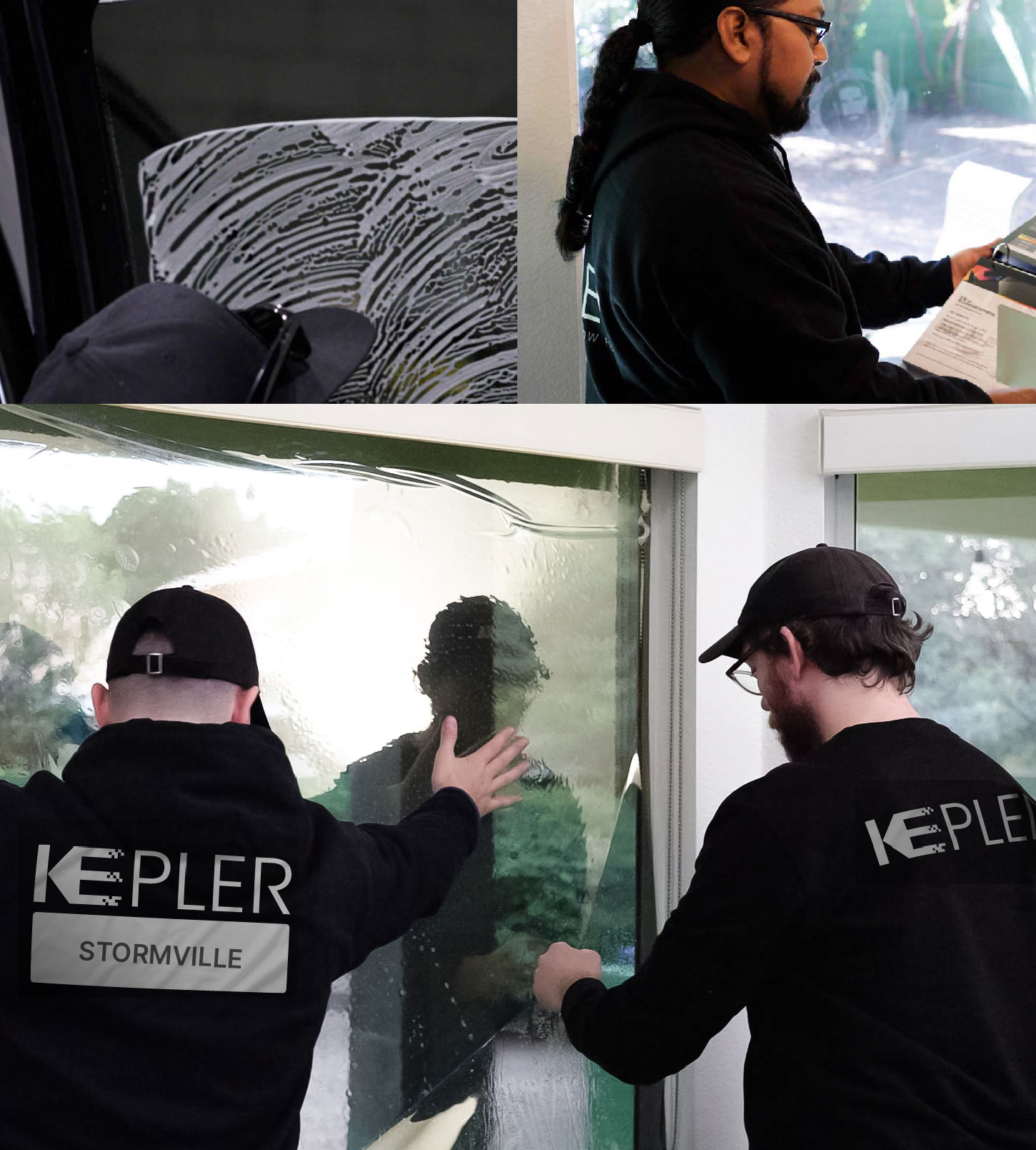 Kepler Technician Installing Advanced Window Tint to Home in Stormville