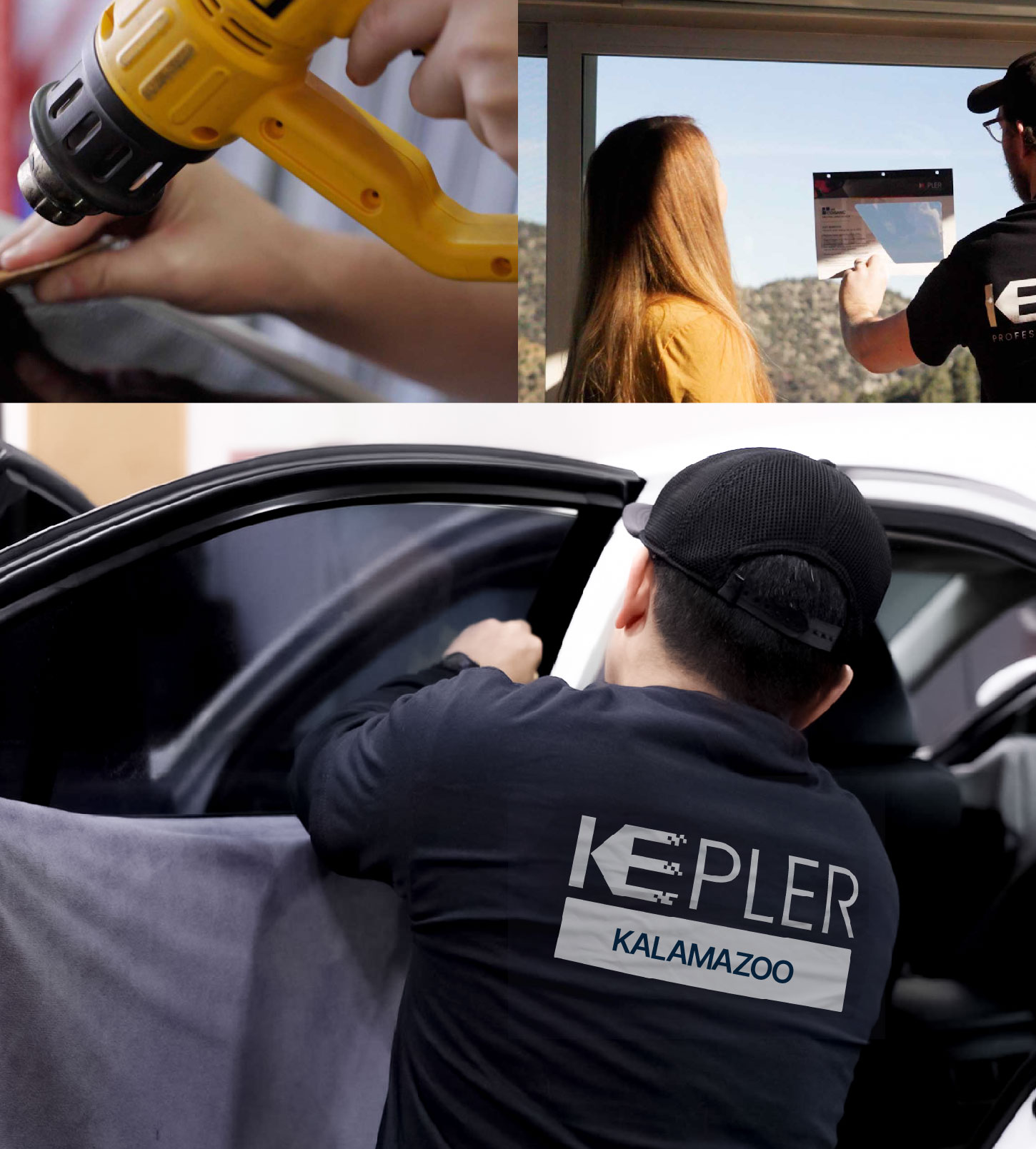 Automotive Window Tinting Expert Applying Film in Kalamazoo, Michigan