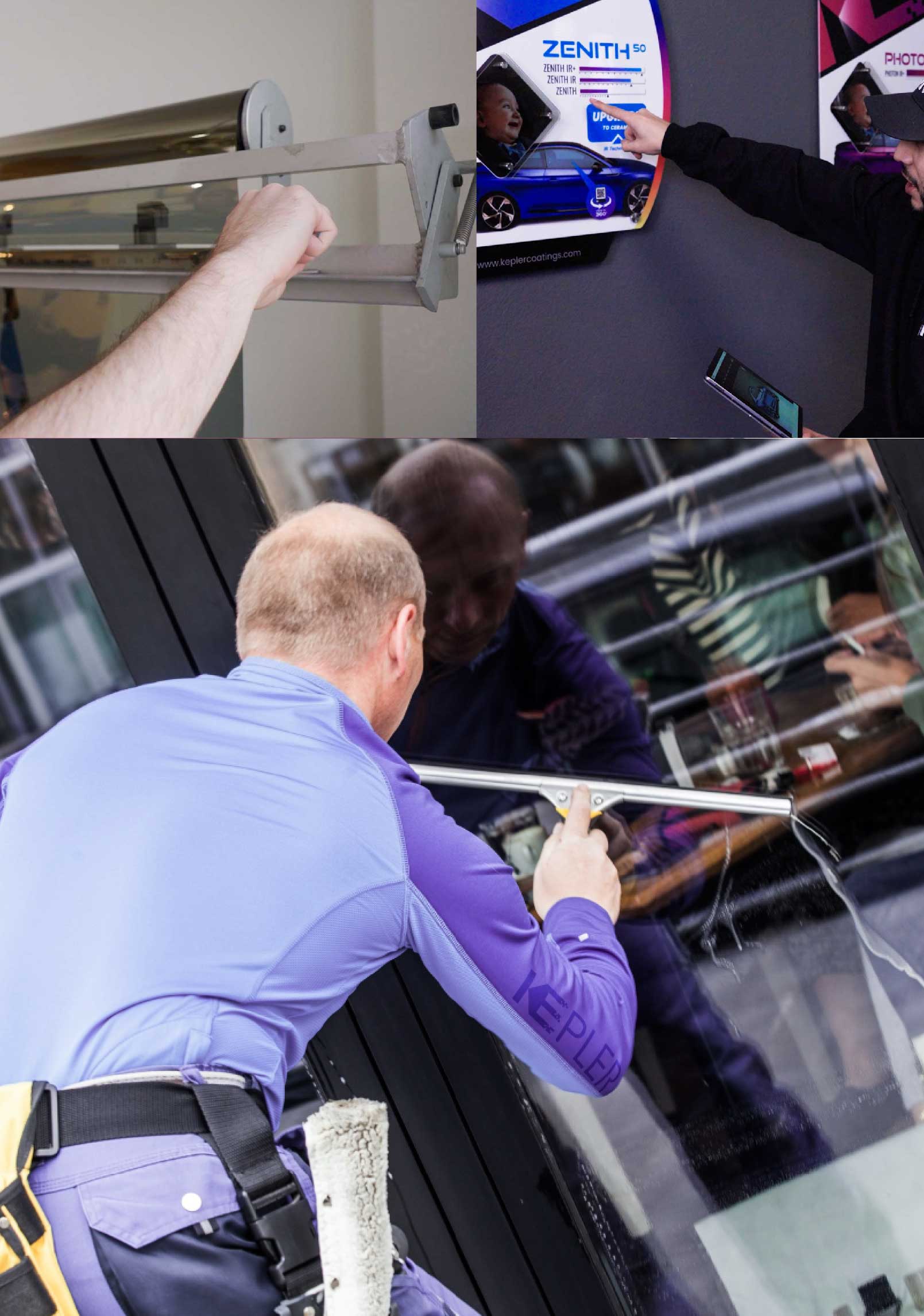 Kepler Skilled Applying Anti-Graffiti Window Film to a Urbana Shop Front