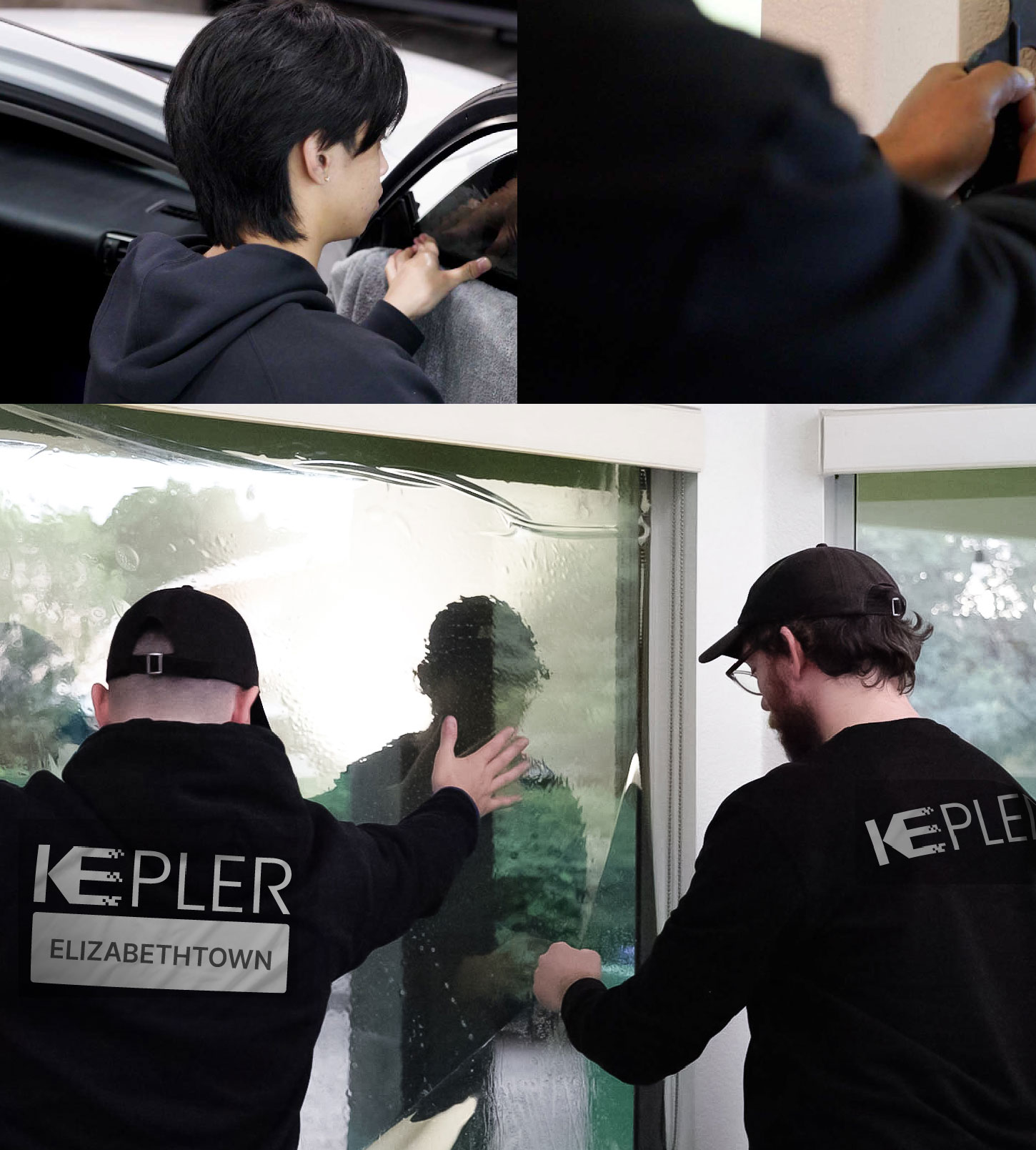 Expert Technician Fitting Advanced Window Tint to Home in Elizabethtown