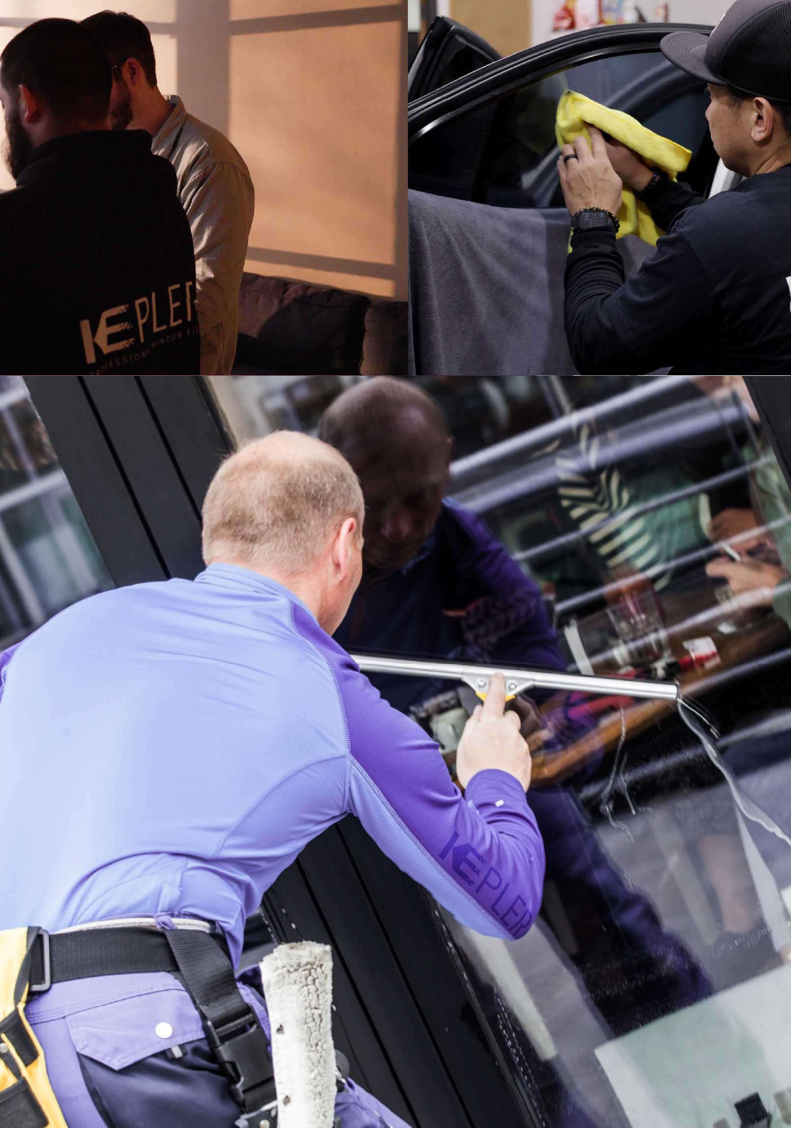 Kepler Skilled Applying Anti-Graffiti Window Film to a Ocoee Shop Front