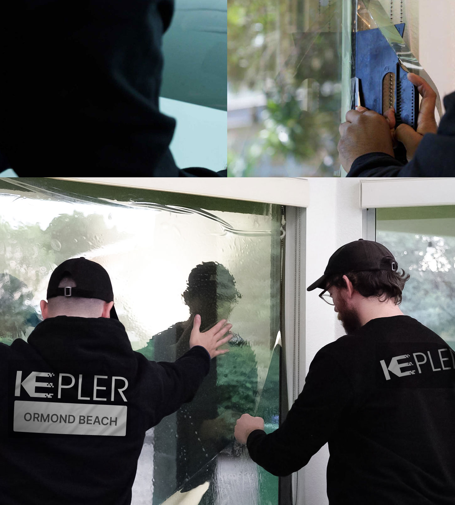 Expert Technician Applying Advanced Window Tint to Home in Ormond Beach