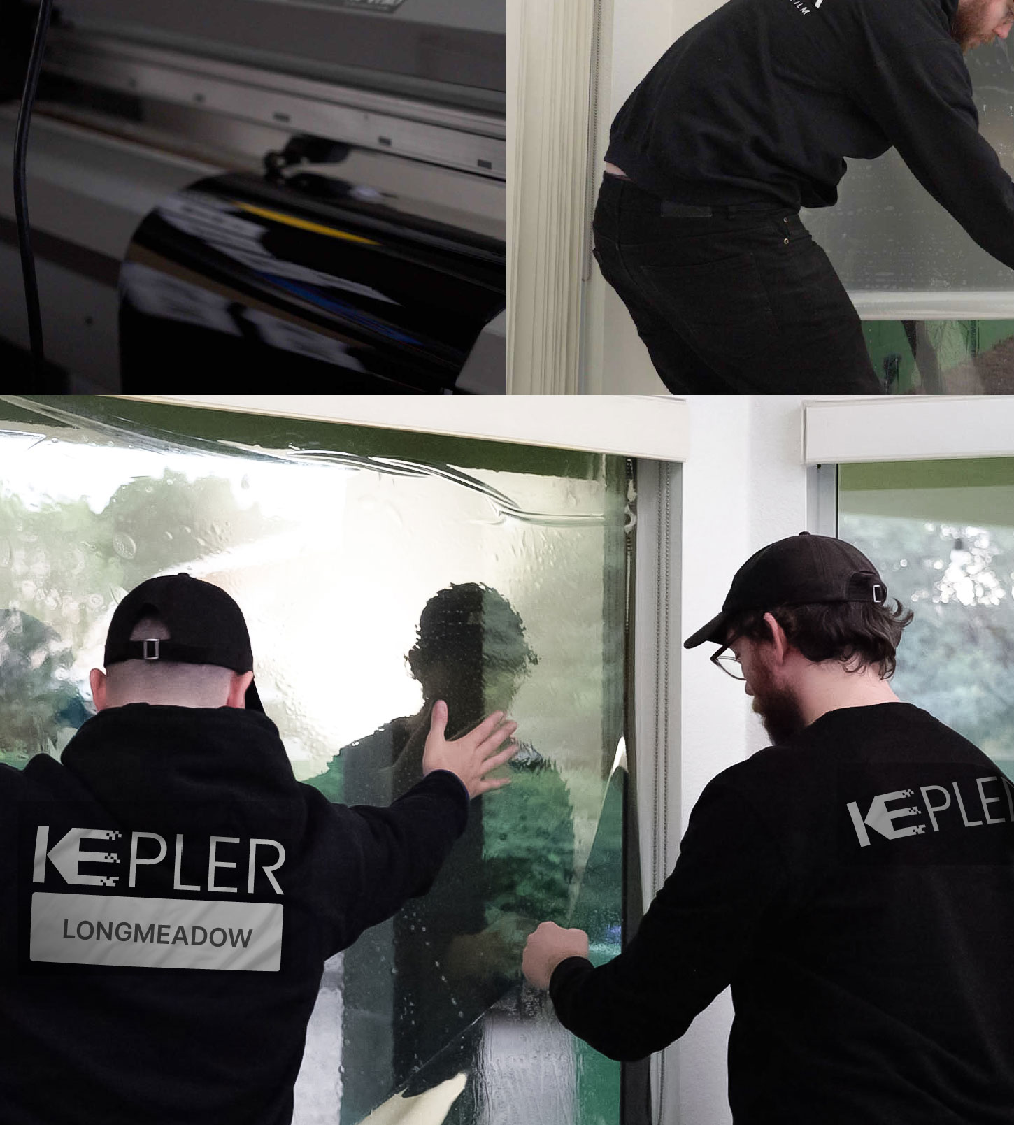 Kepler Technician Applying High-tech Window Tint to Home in Longmeadow